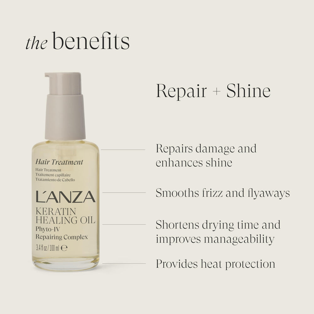 L’ANZA Keratin Healing Oil on wet hair shows quick absorption and smoothing.
