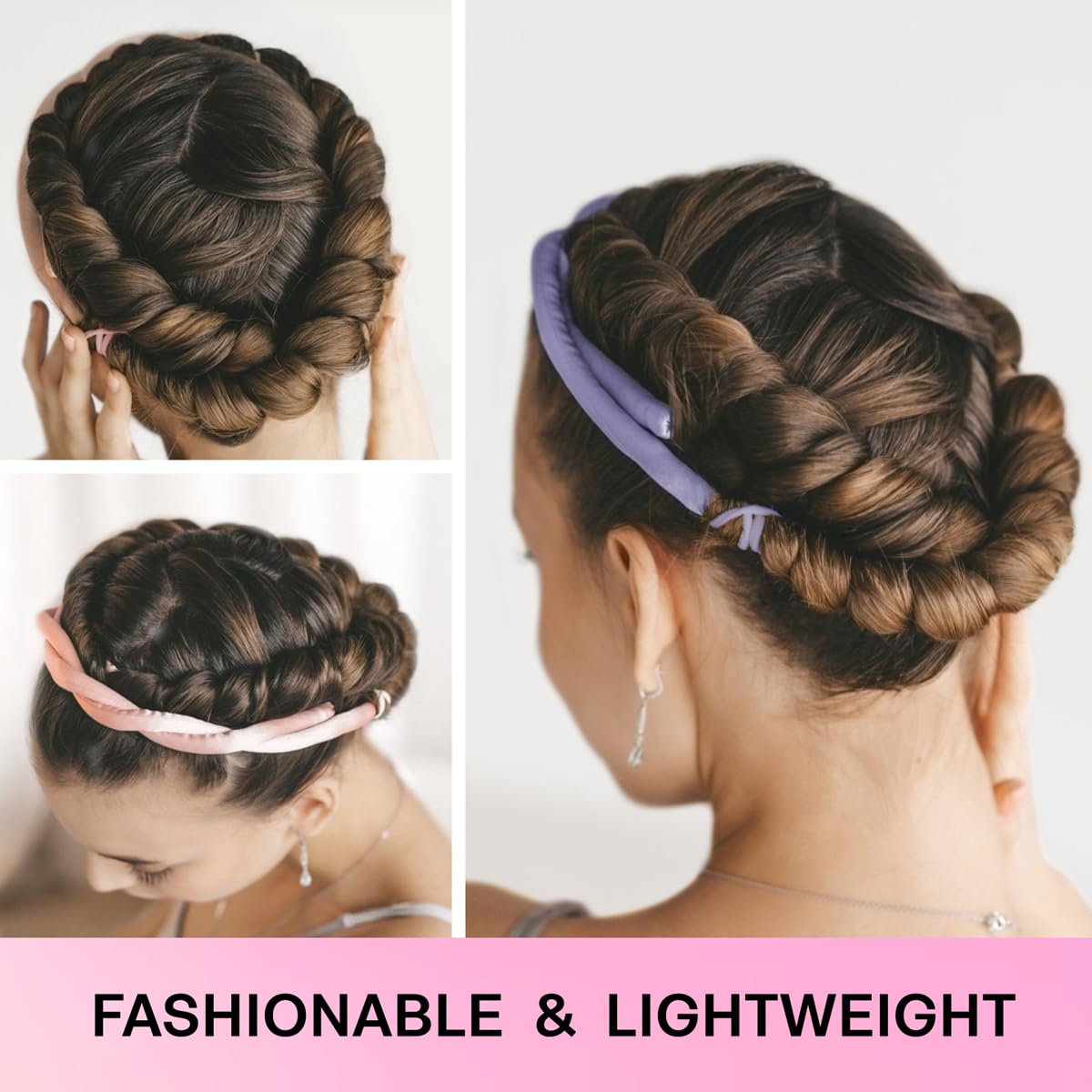 Lanzhire overnight curls headband showing flexible wrap design