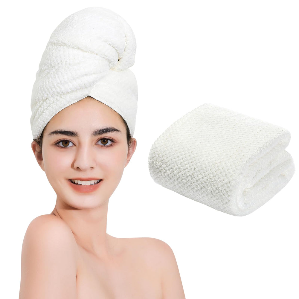 Laojbaba microfiber hair towel 20x40 inches white, fast absorption for quick drying