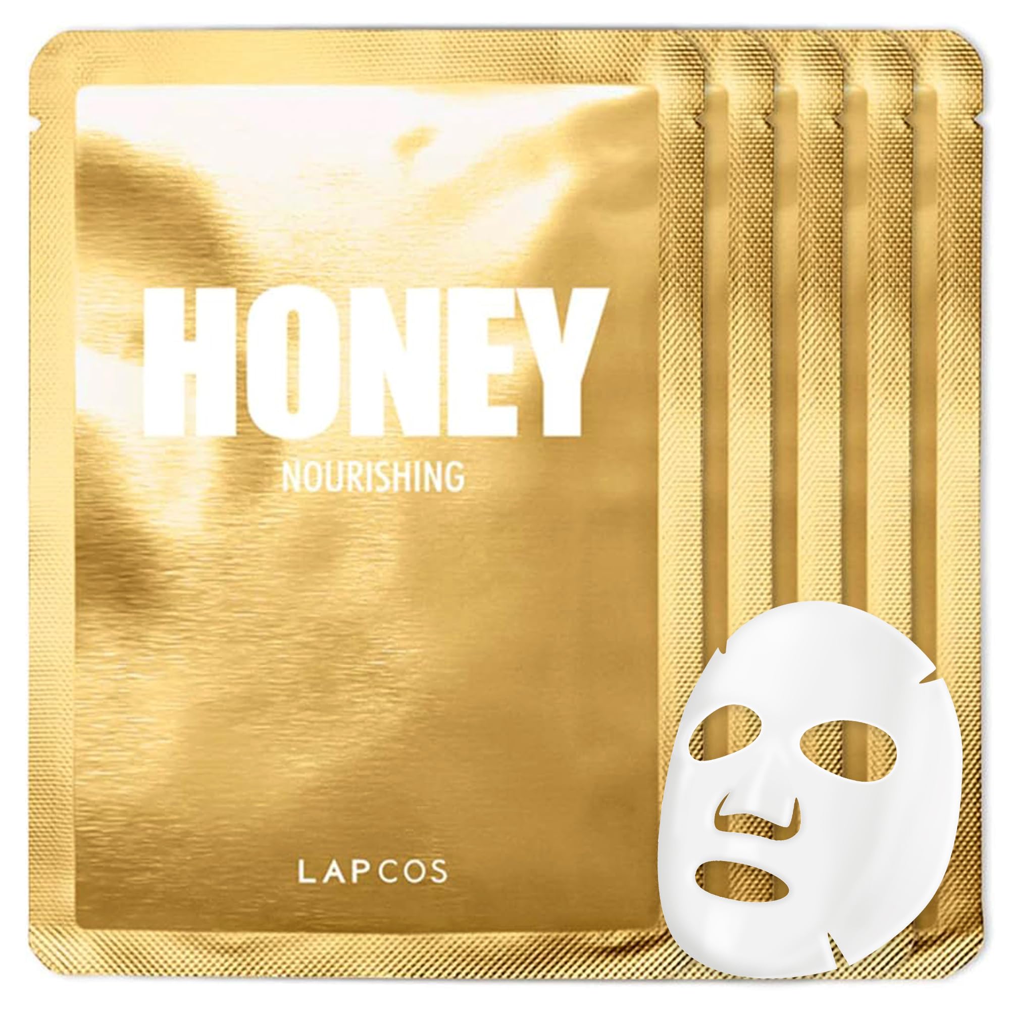 LAPCOS Honey Sheet Mask packaging closeup indicating premium ingredients and hydration potential