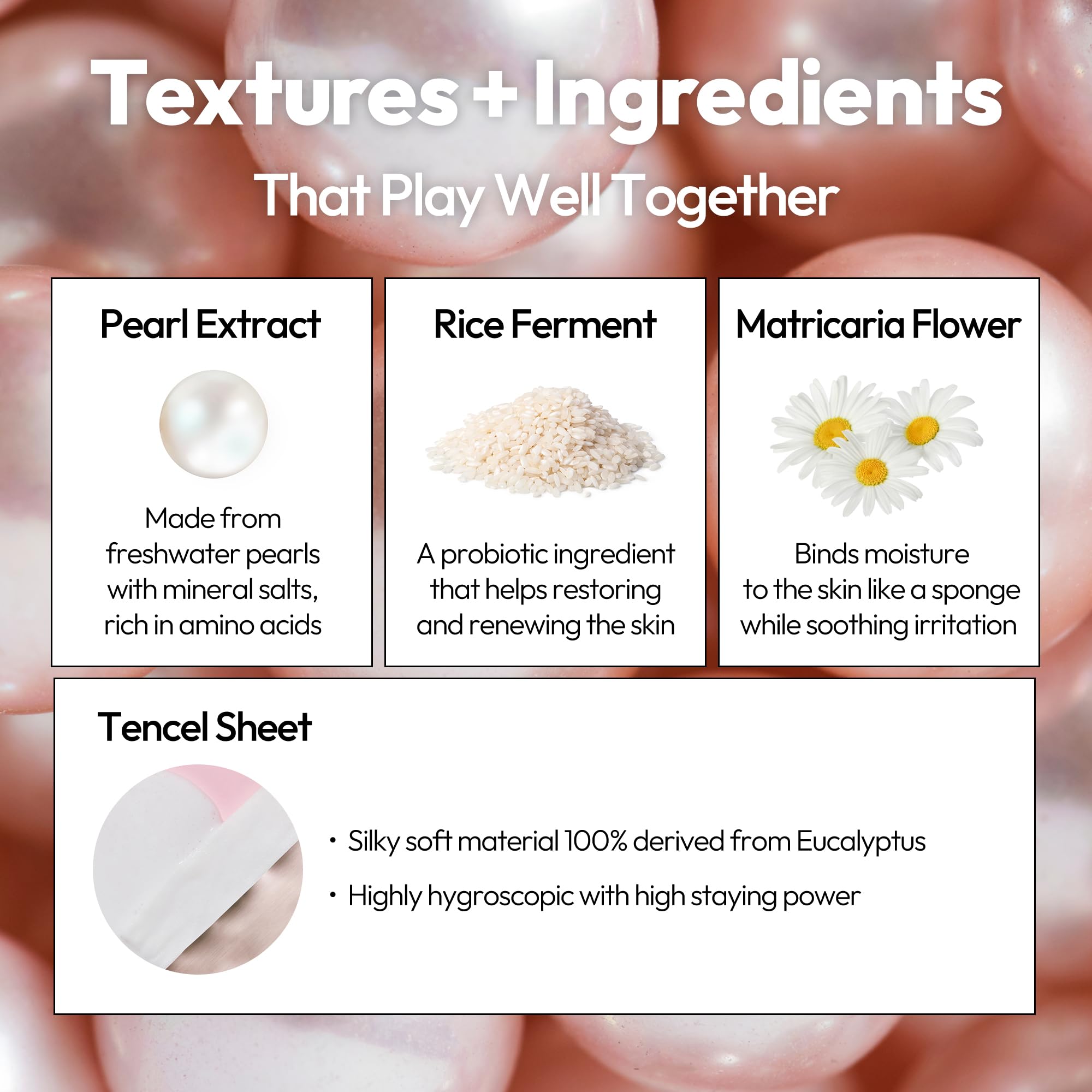 Close-up of LAPCOS pearl extract highlights luminous hydration for the skin