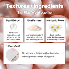 Close-up of LAPCOS pearl extract highlights luminous hydration for the skin