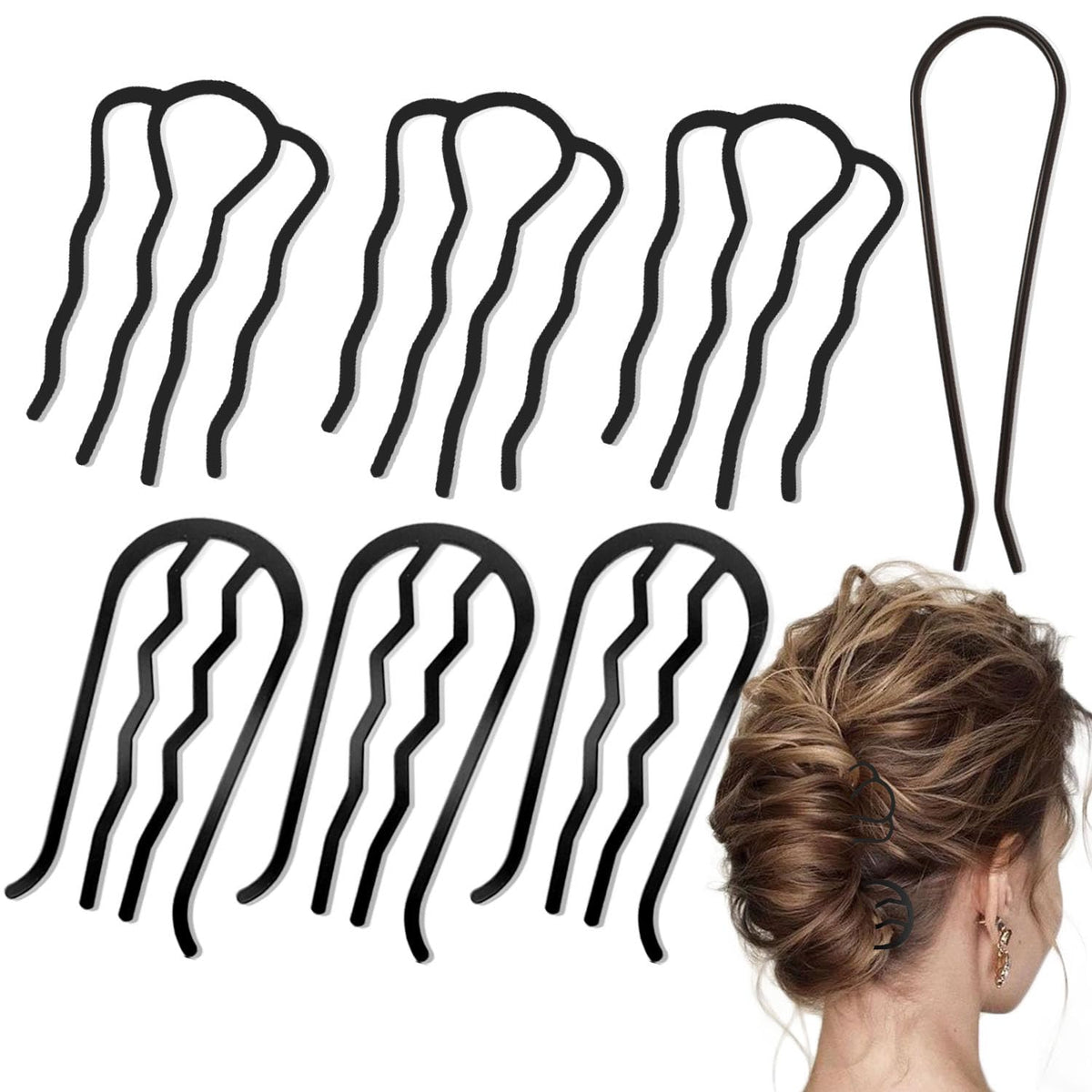 LAPOHI: set de 7 peines laterales de metal para pelo, ideal para recogidos firmes.