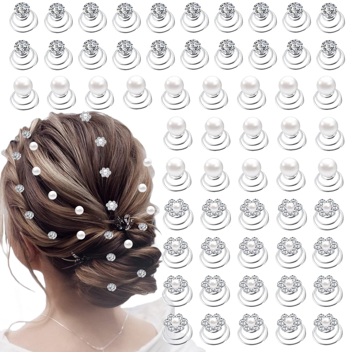 LAPOHI diamond-spiral hair stud for dazzling wedding hairstyles.