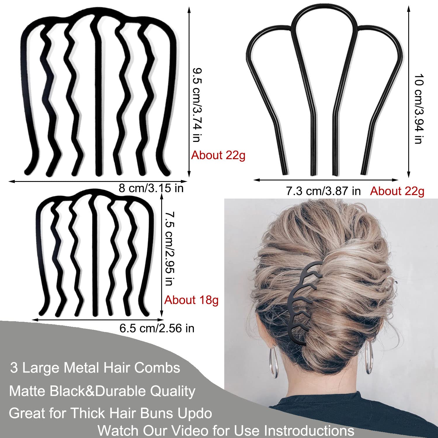 LAPOHI U-shape hair comb captures and secures medium-long hair