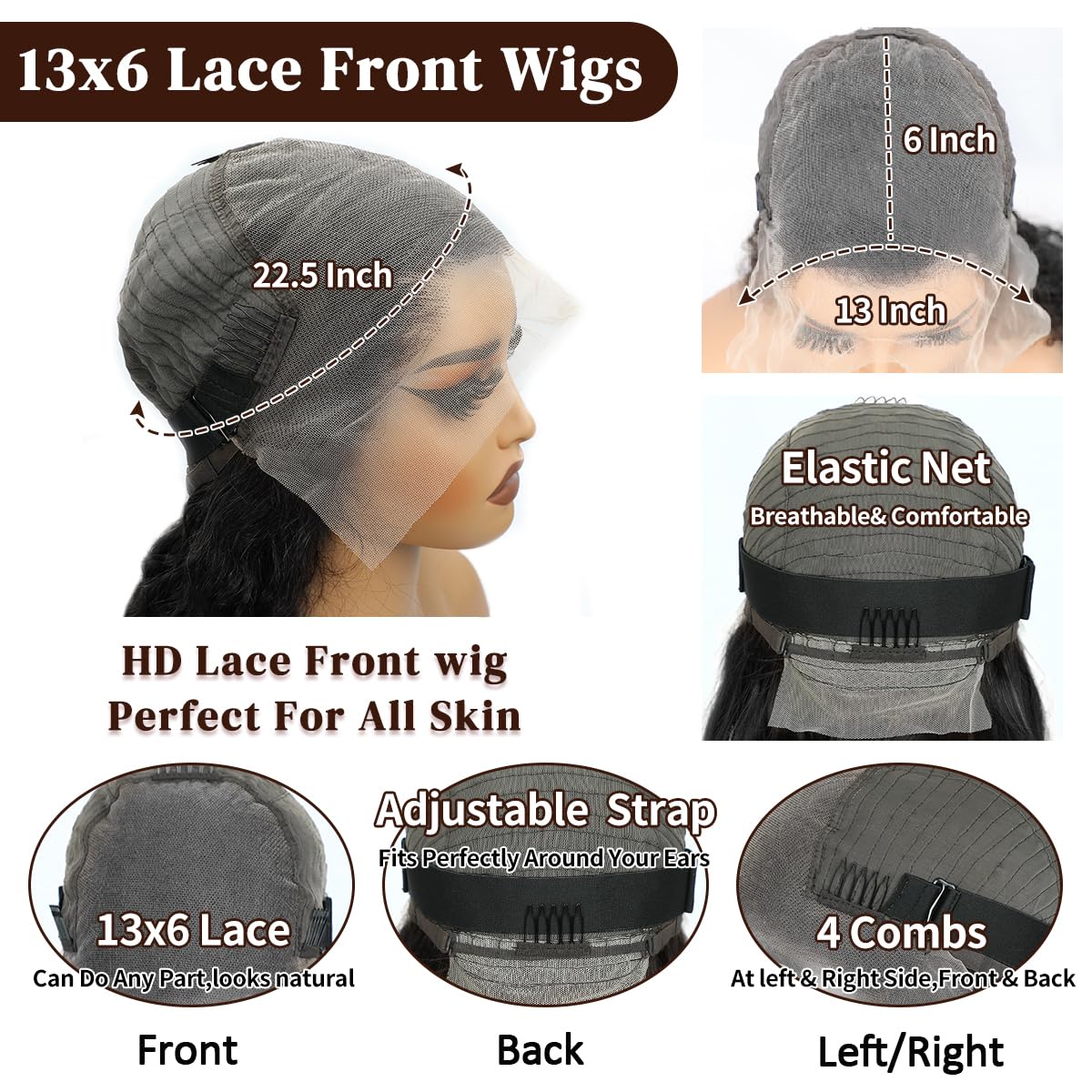 lapondai transparent lace cap interior with adjustable straps and combs
