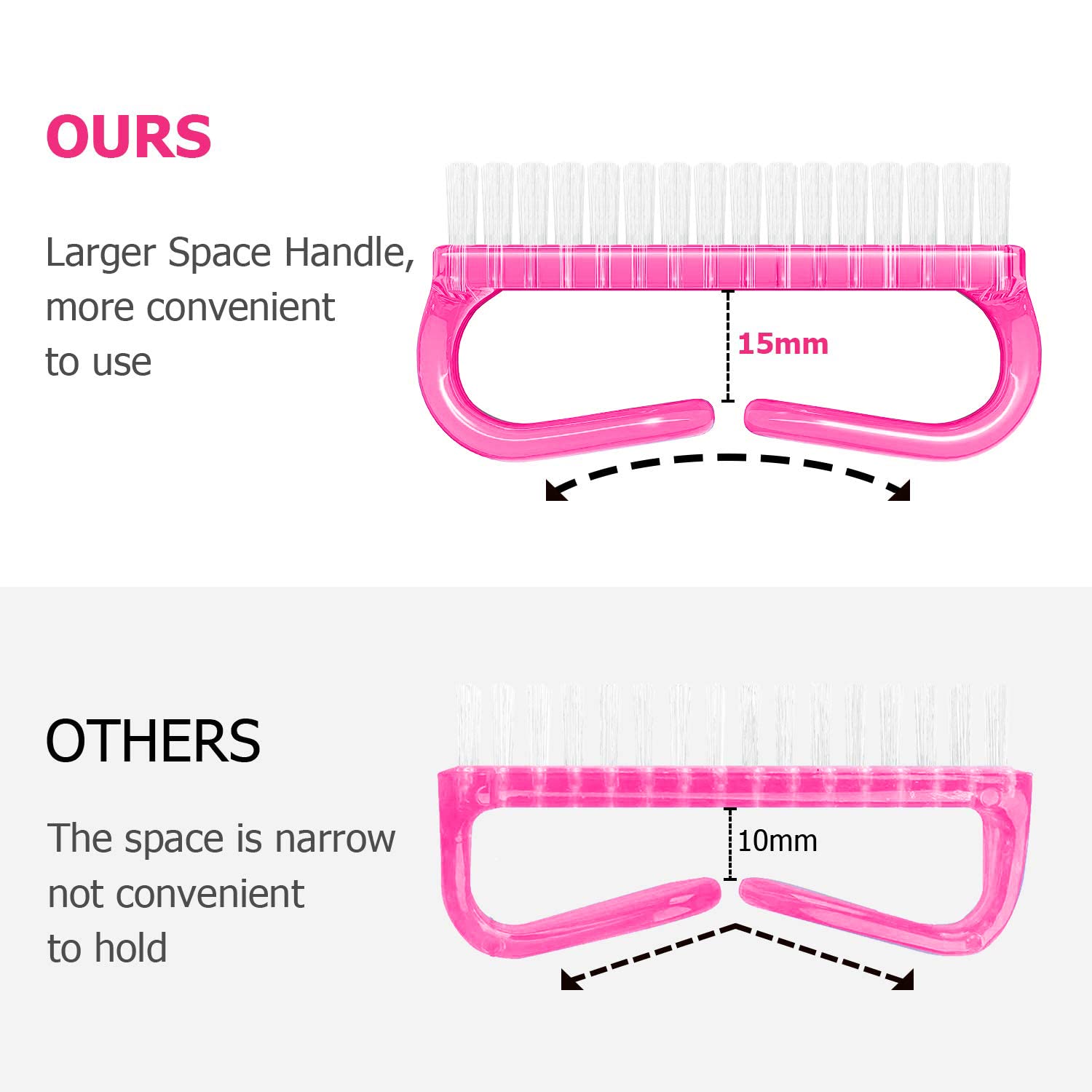 Larbois nail brush with flexible bristles for safe dirt removal.