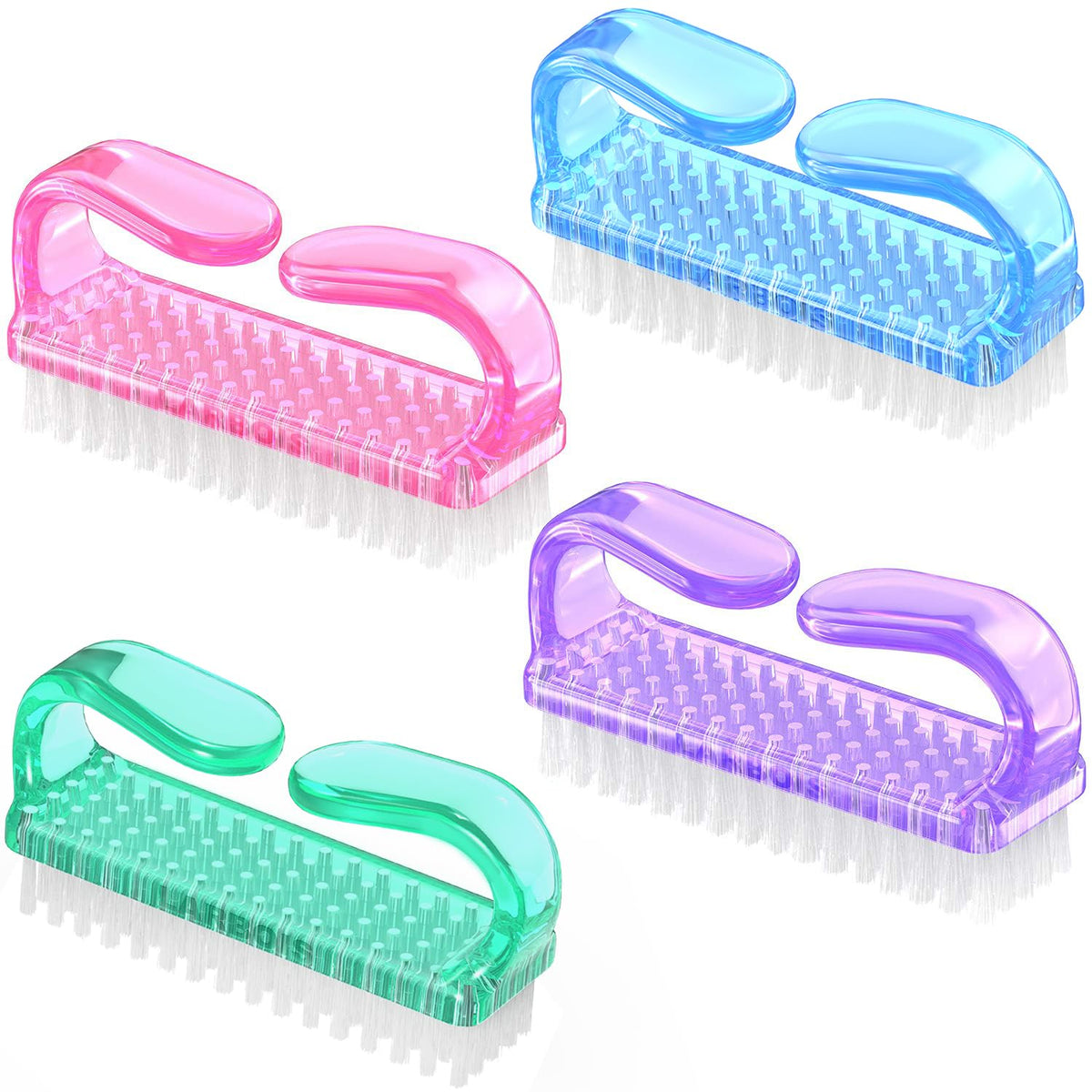 Larbois handle grip nail brush 4-pack with ergonomic handle for easy nail cleaning.