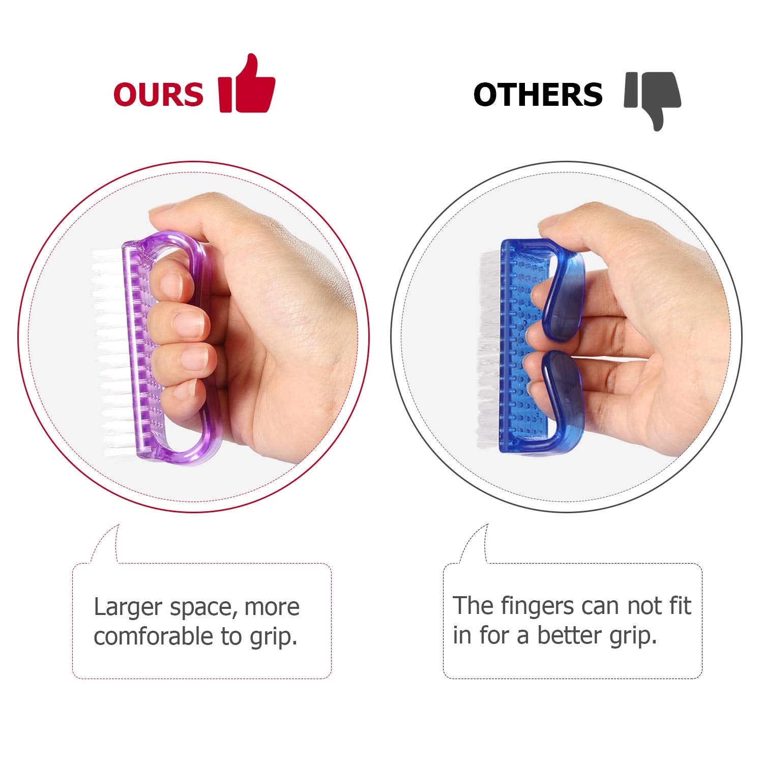 Larbois nail brush with flexible bristles cleans hands, fingertips, and feet without scratching