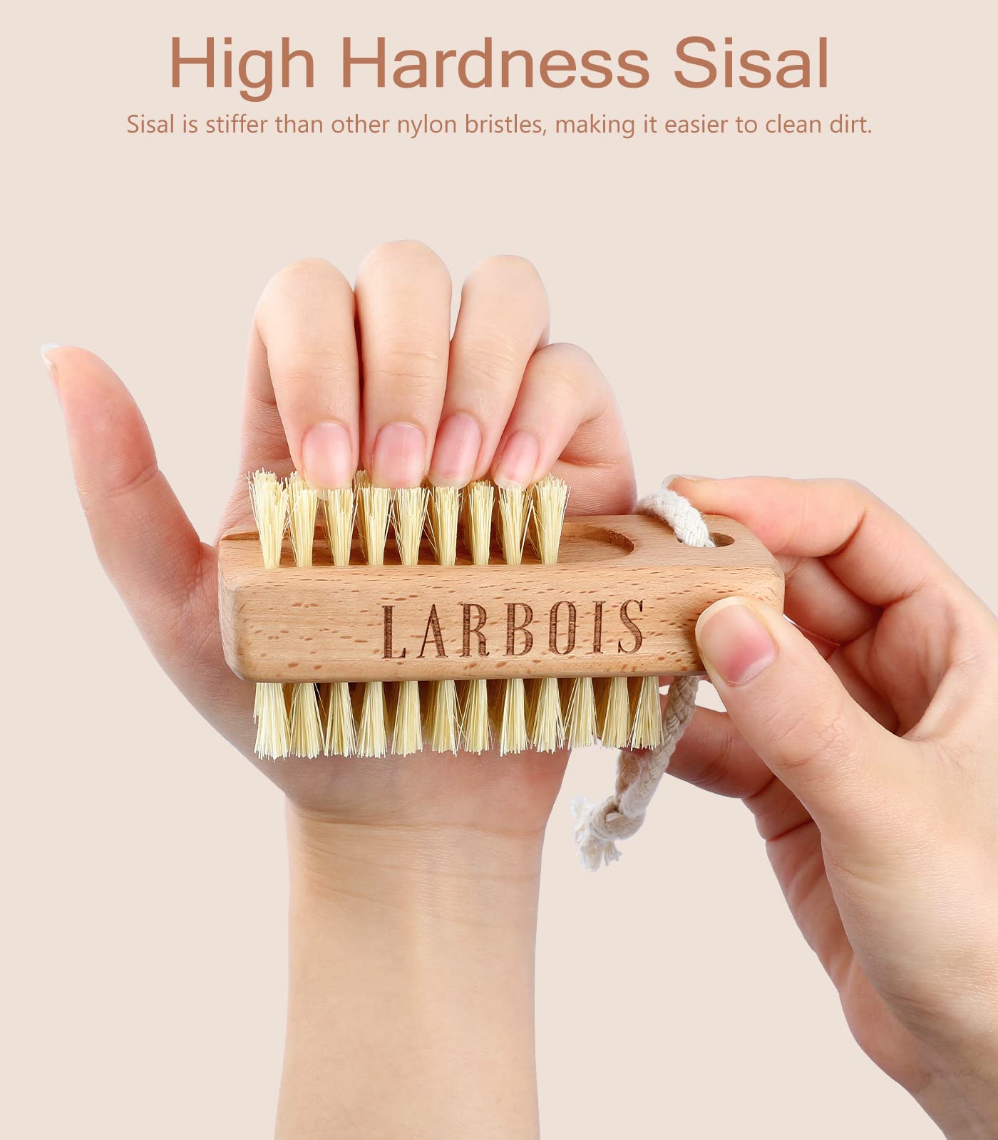 Larbois nail brush with sisal bristles delivers deep cleaning for nails.