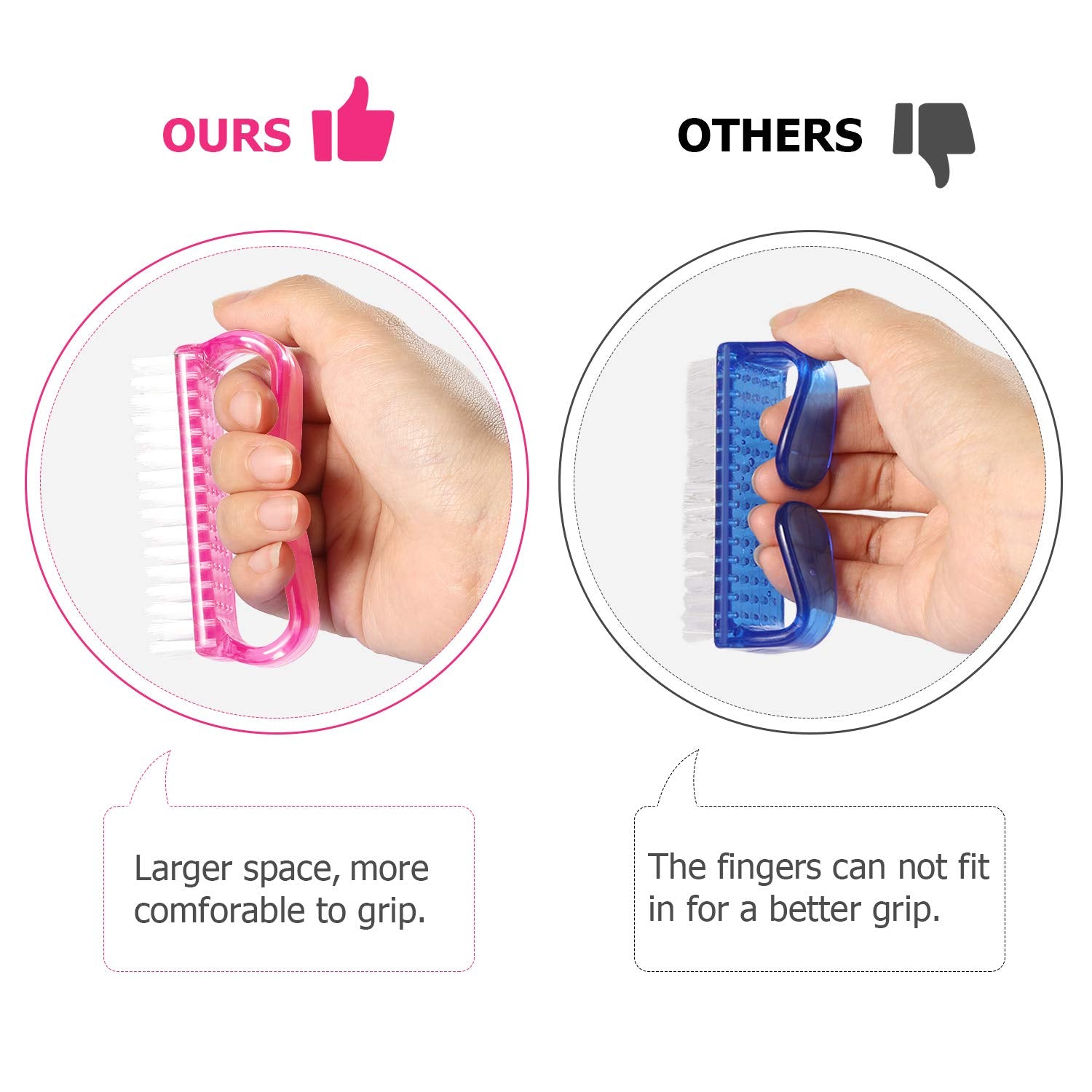 Compact travel-friendly Larbois nail brush for on-the-go nail cleaning.