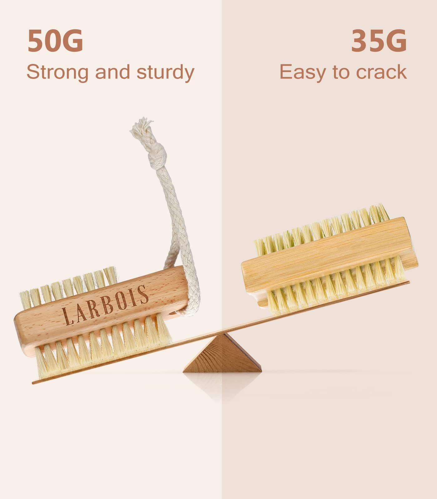 Larbois nail brush features waterproof wood oil finish for durability.