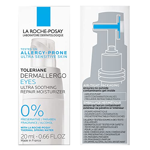 Dermallergo eye cream gel-cream texture displayed for lightweight hydration around the eyes