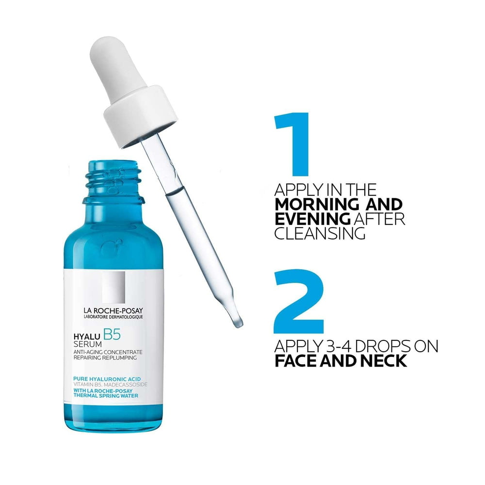 La Roche-Posay Hyalu B5 serum on the face close-up with a hydrated glow.