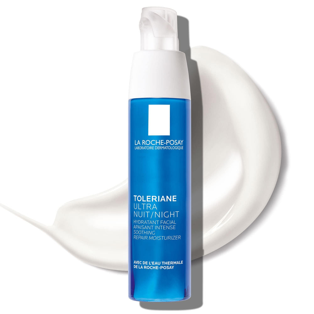 La Roche-Posay Dermallergo Night Cream in air-tight packaging protects sensitive skin overnight.