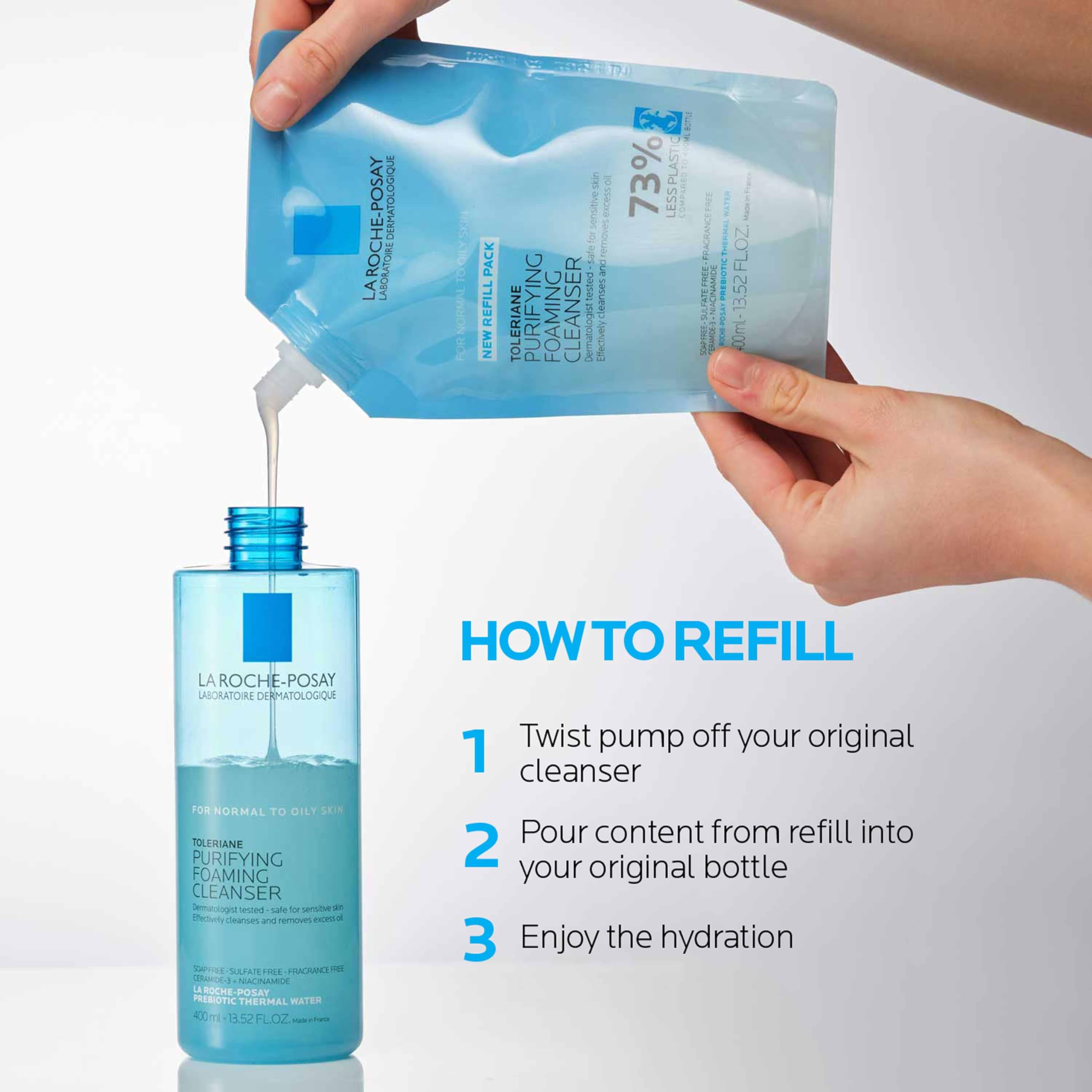 La Roche-Posay Toleriane Purifying Foaming Cleanser: sin jabón, adecuada para piel sensible.
