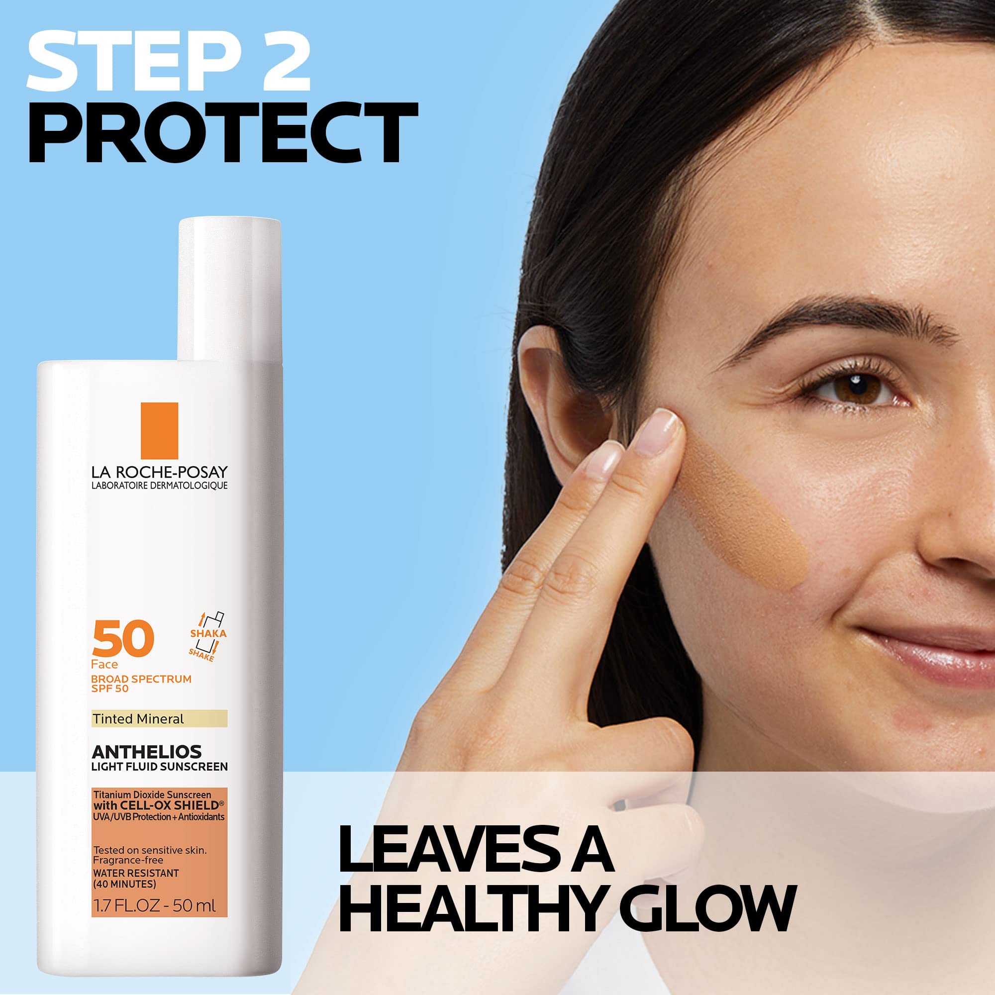 Anthelios tinted sunscreen being applied for smooth absorption on the skin
