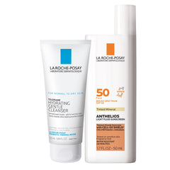 La Roche-Posay Anthelios tinted sunscreen bottle shows UVA/UVB protection with a natural tint