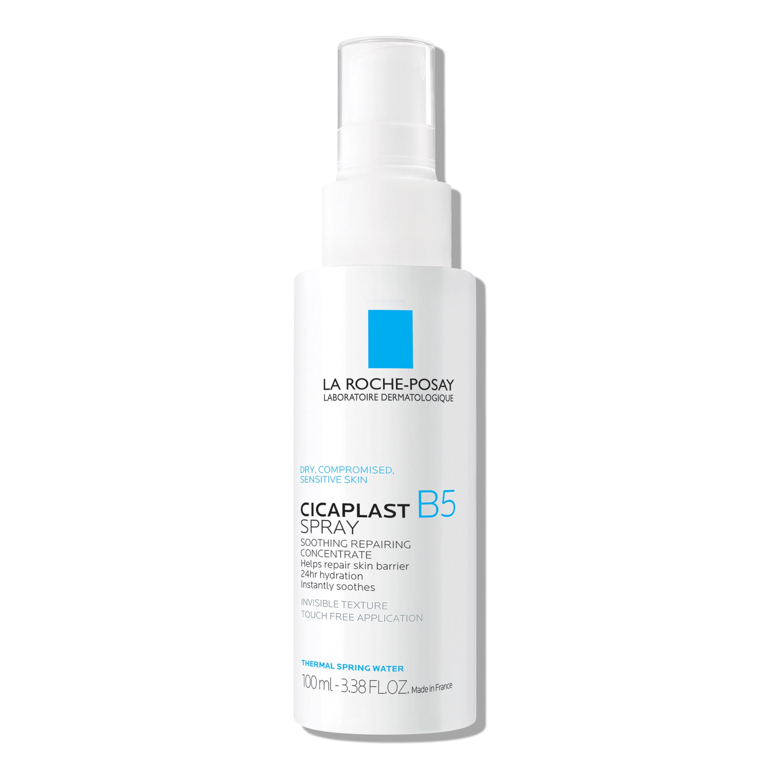 La Roche-Posay Cicaplast B5 Spray bottle for face and body, soothing hydration.