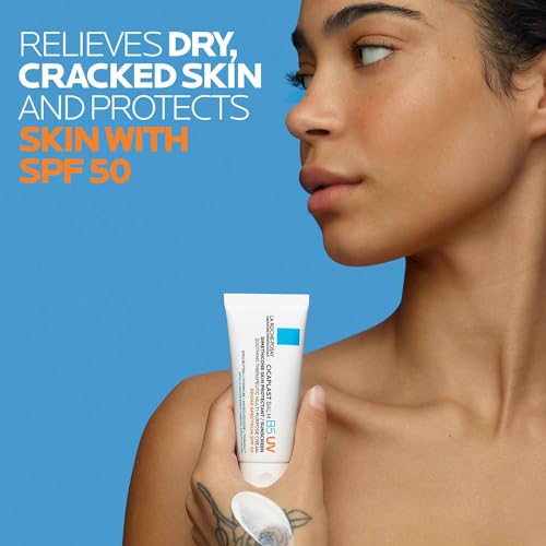 La Roche-Posay Cicaplast Balm B5 on face for dry skin relief.
