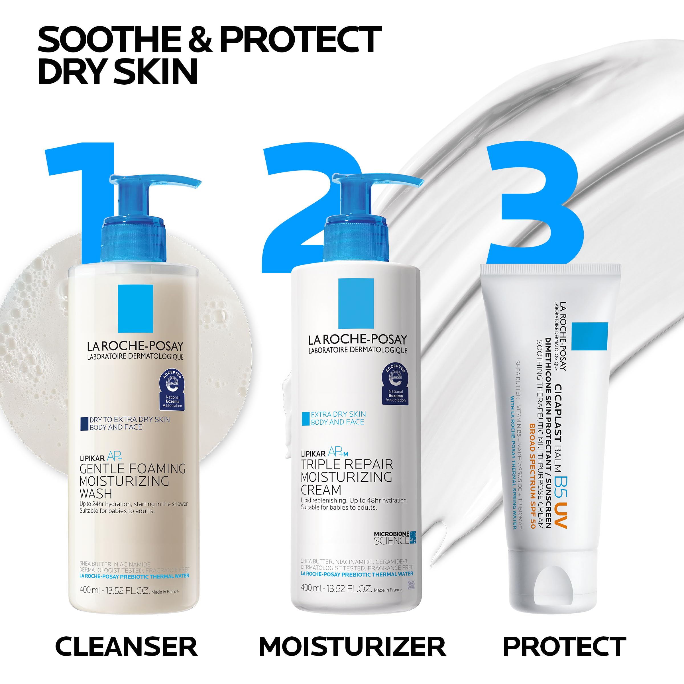 Non-greasy La Roche-Posay Balm B5 leaves skin comfortable.