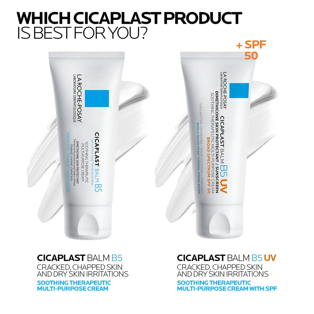 La Roche-Posay Balm B5 SPF50 shields skin from sun.
