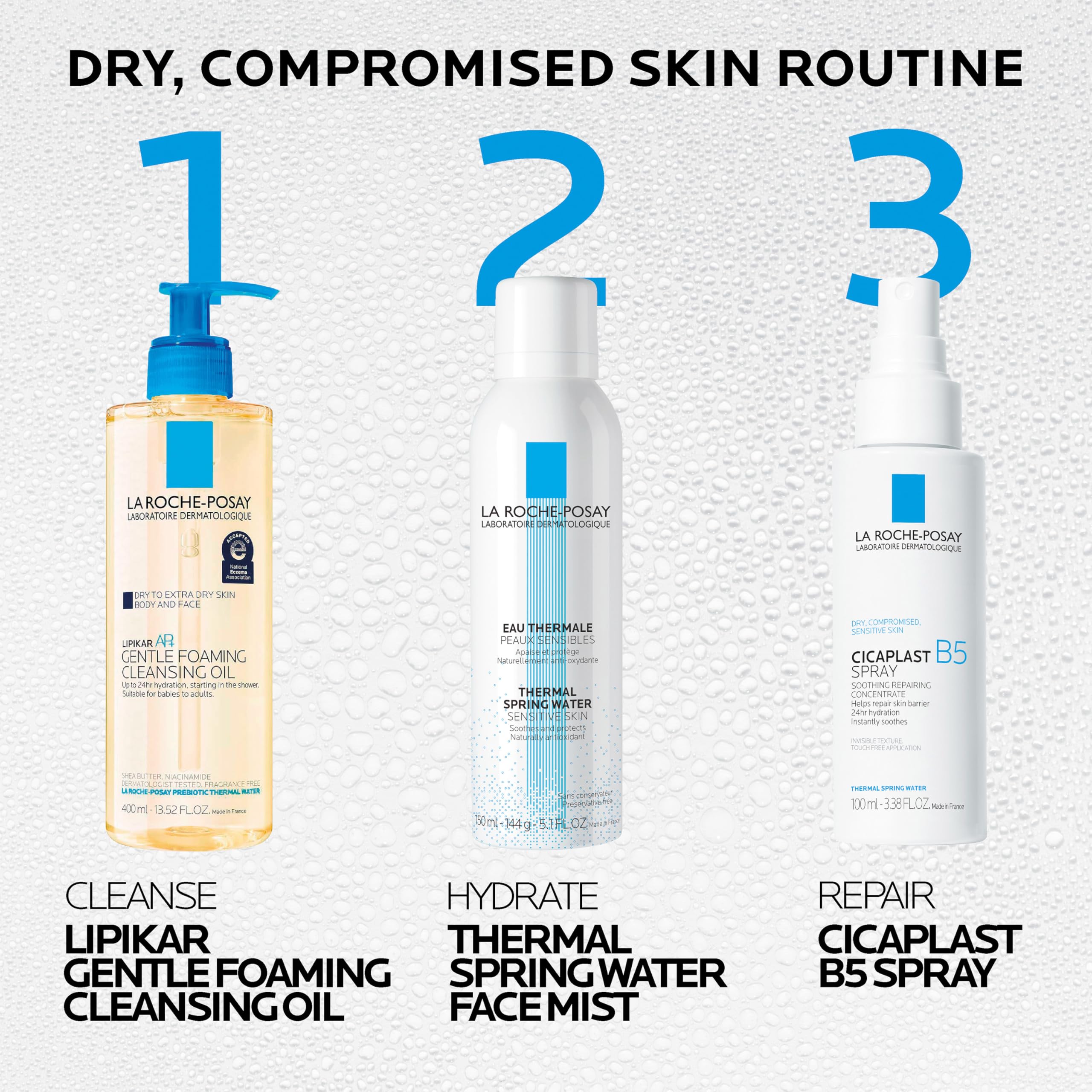La Roche-Posay dermatologist-tested seal on packaging.