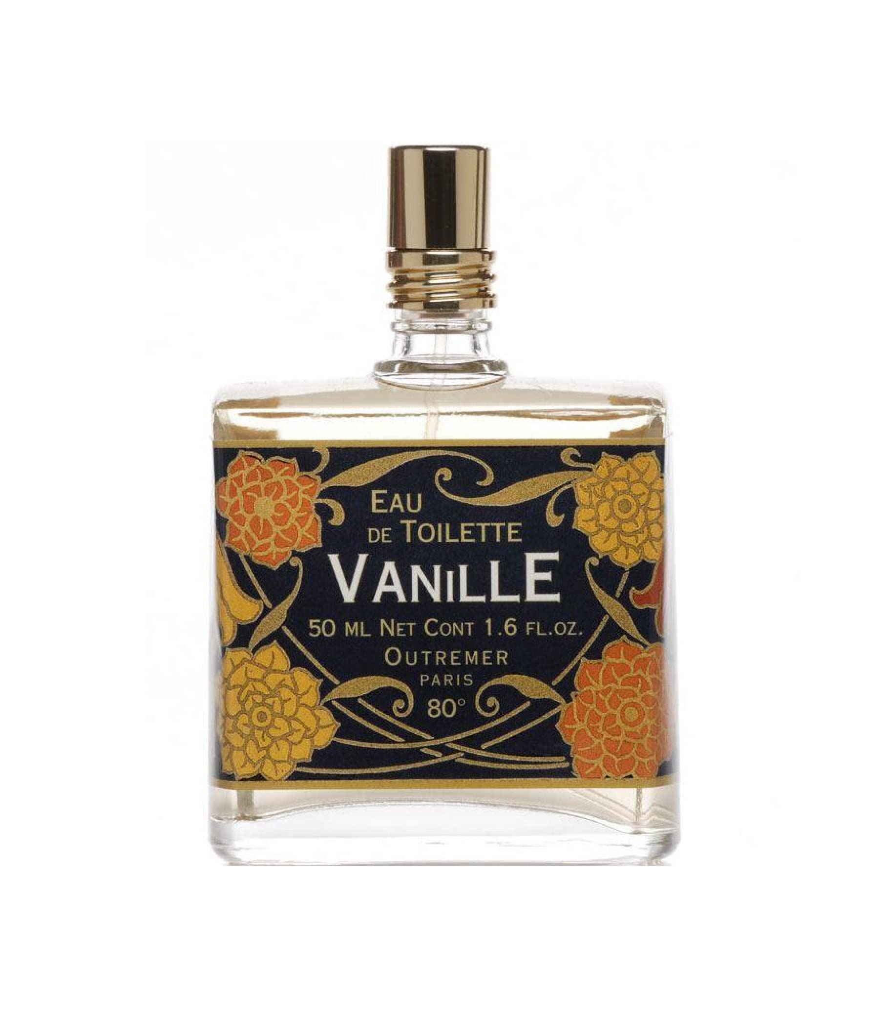 L'Aromarine Outremer Vanille EDT art deco label highlights vintage presentation for gifting.