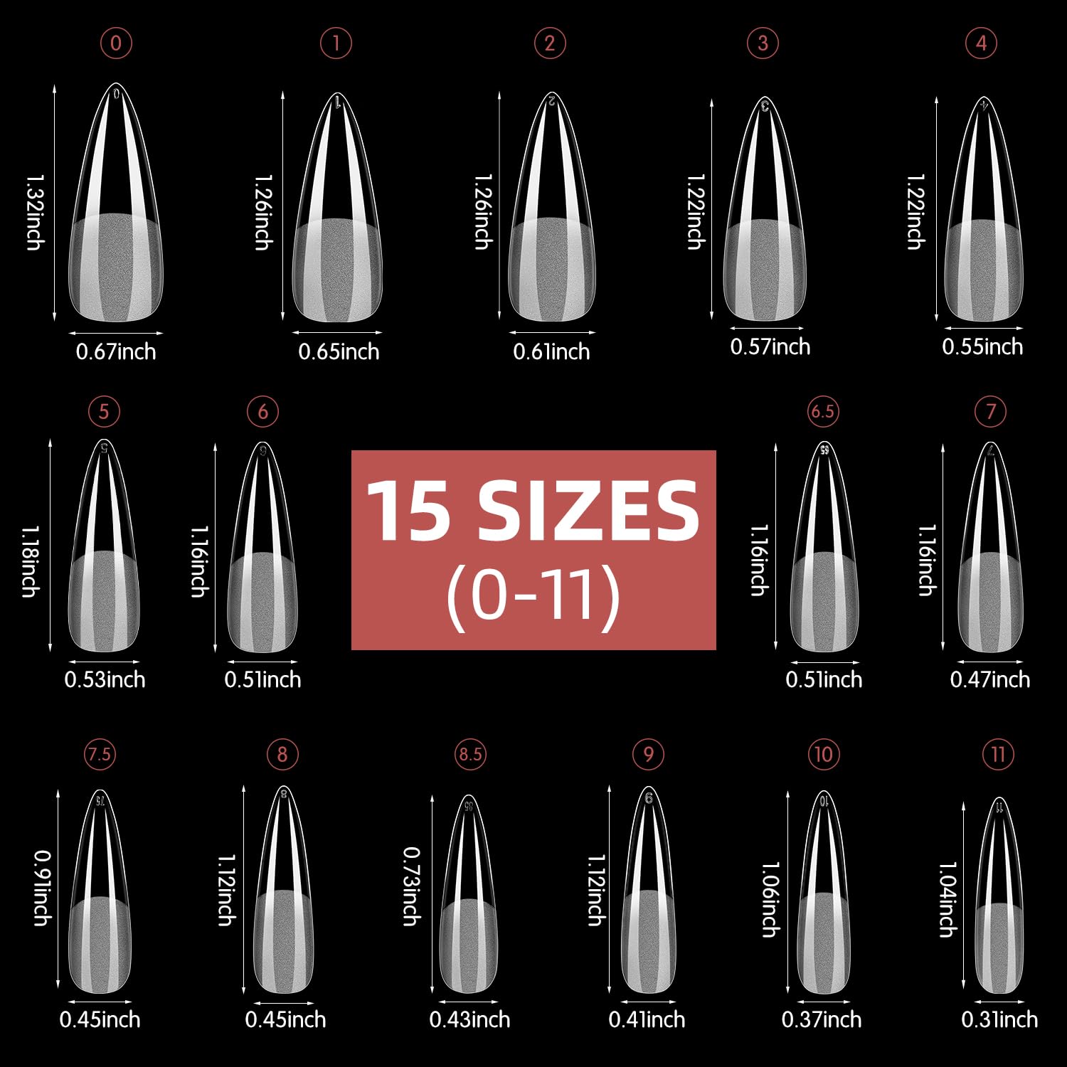 Larvall BEAUTPAL tallas numeradas 0–11 permiten seleccionar la talla adecuada.