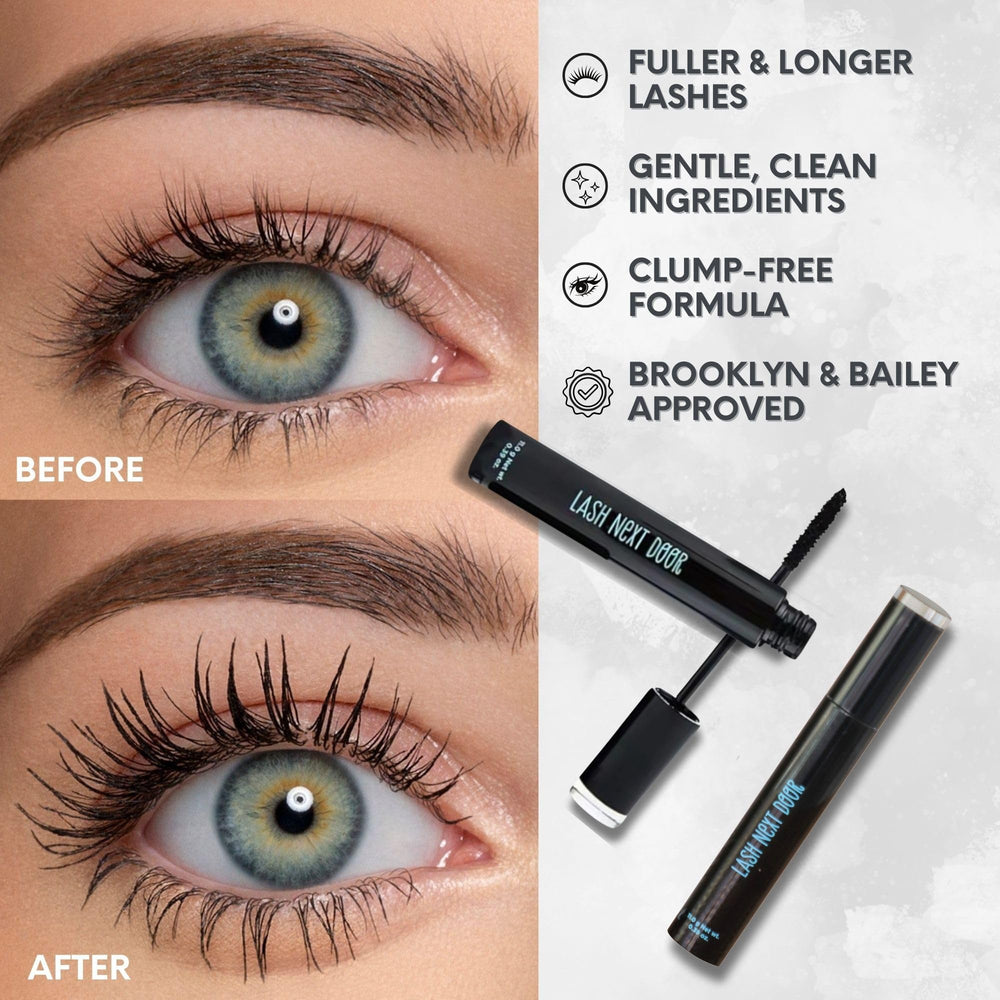 Lash Next Door mascara packaging features Brooklyn and Bailey branding for easy recognition.