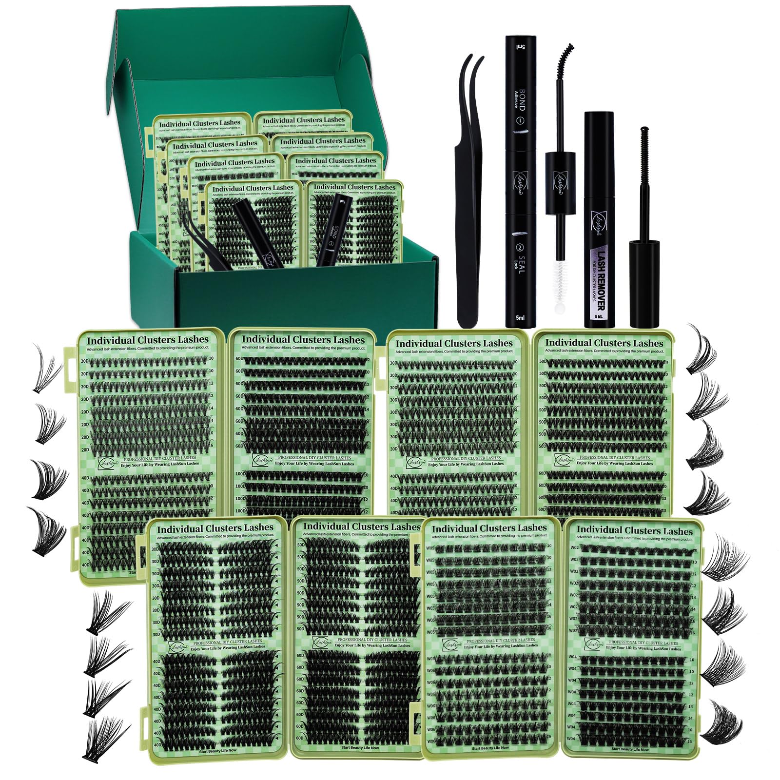 LASHSUN Lash Clusters Kit Wispy Eyelashes for daily wear and natural tone.