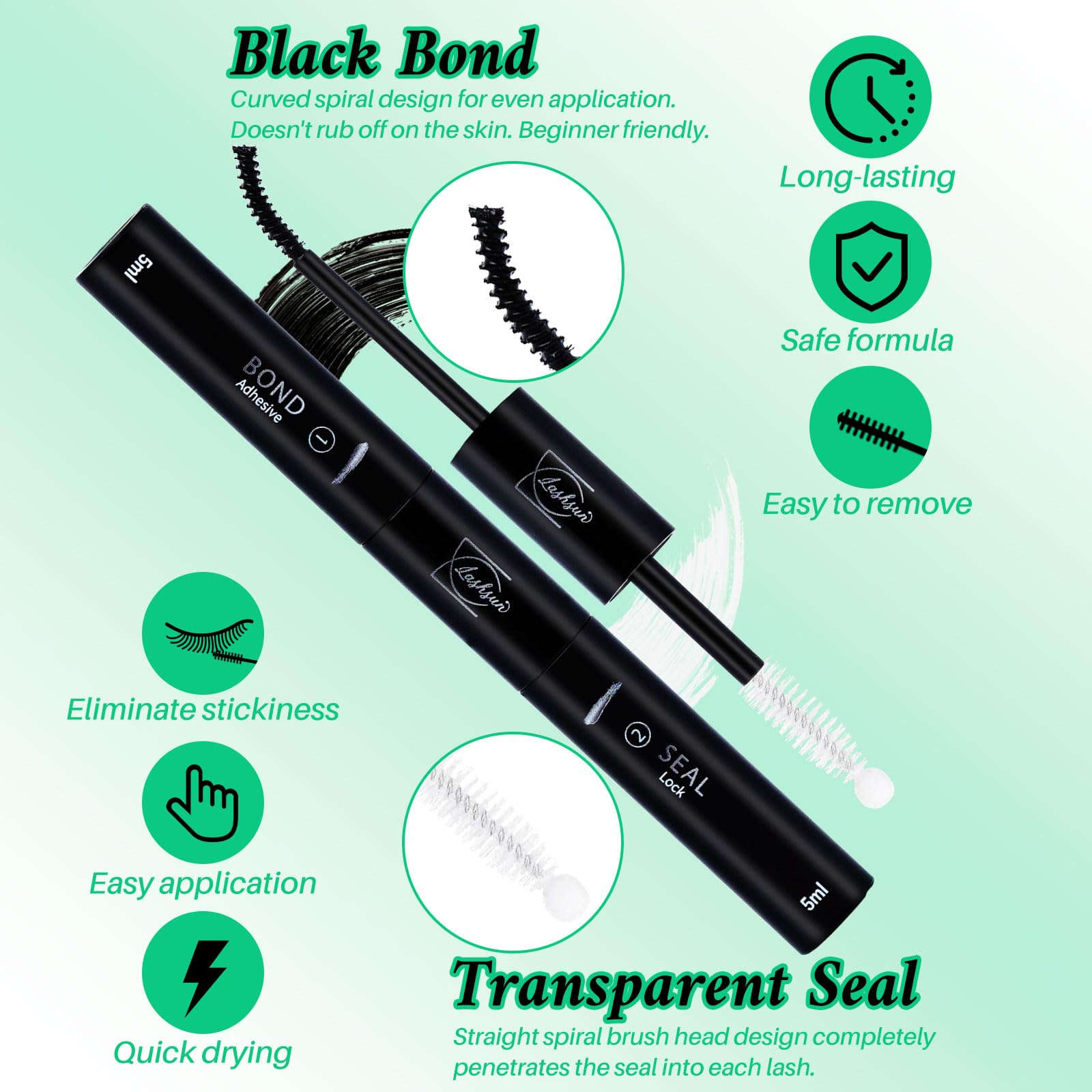 LASHSUN Gentle lash remover safe for skin and eyes.