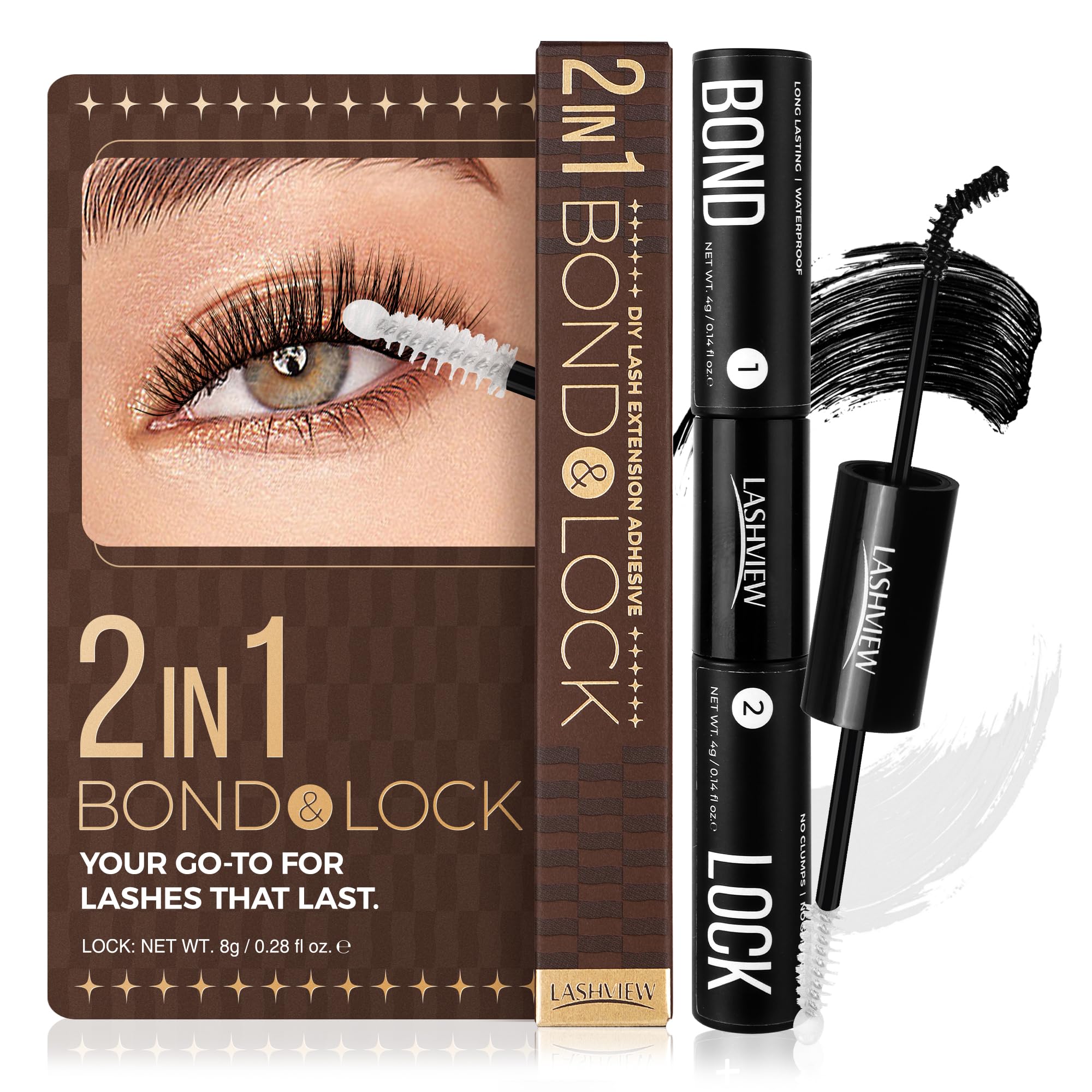 LASHVIEW Lash Bond and Seal bottle focus for precise, strong hold.