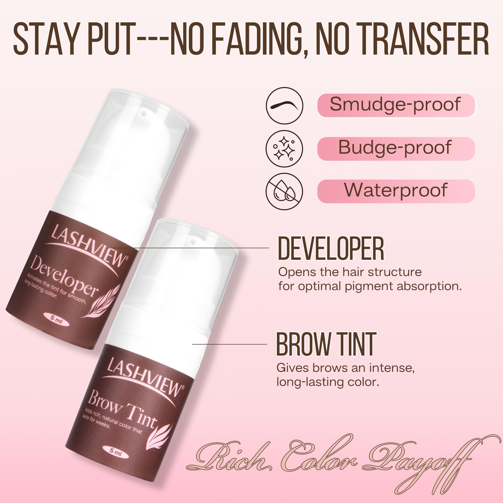 LASHVIEW Brow Color Kit tint bottle highlights easy at-home brow tinting