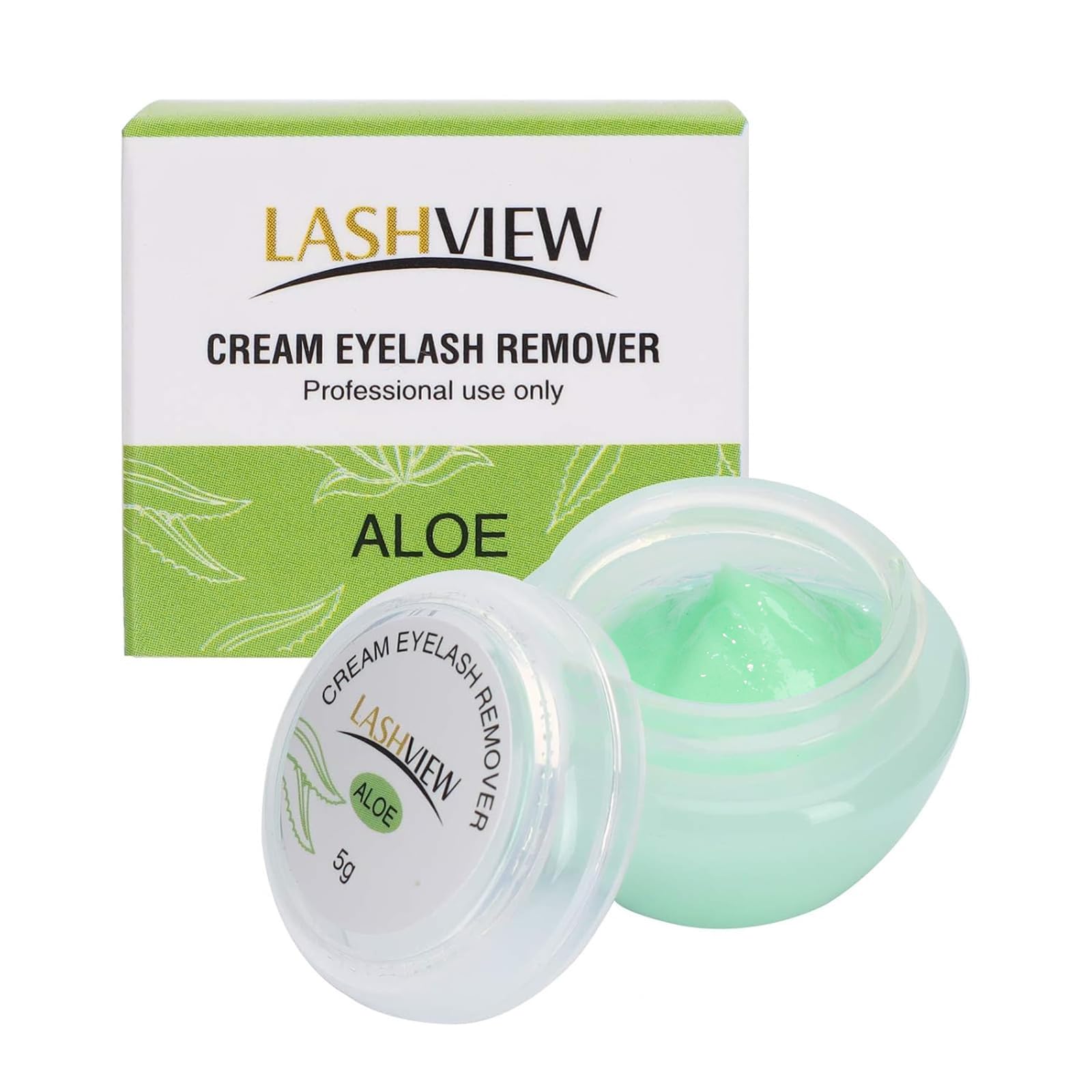 LASHVIEW eyelash remover cream bottle showing a gentle salon-grade formula