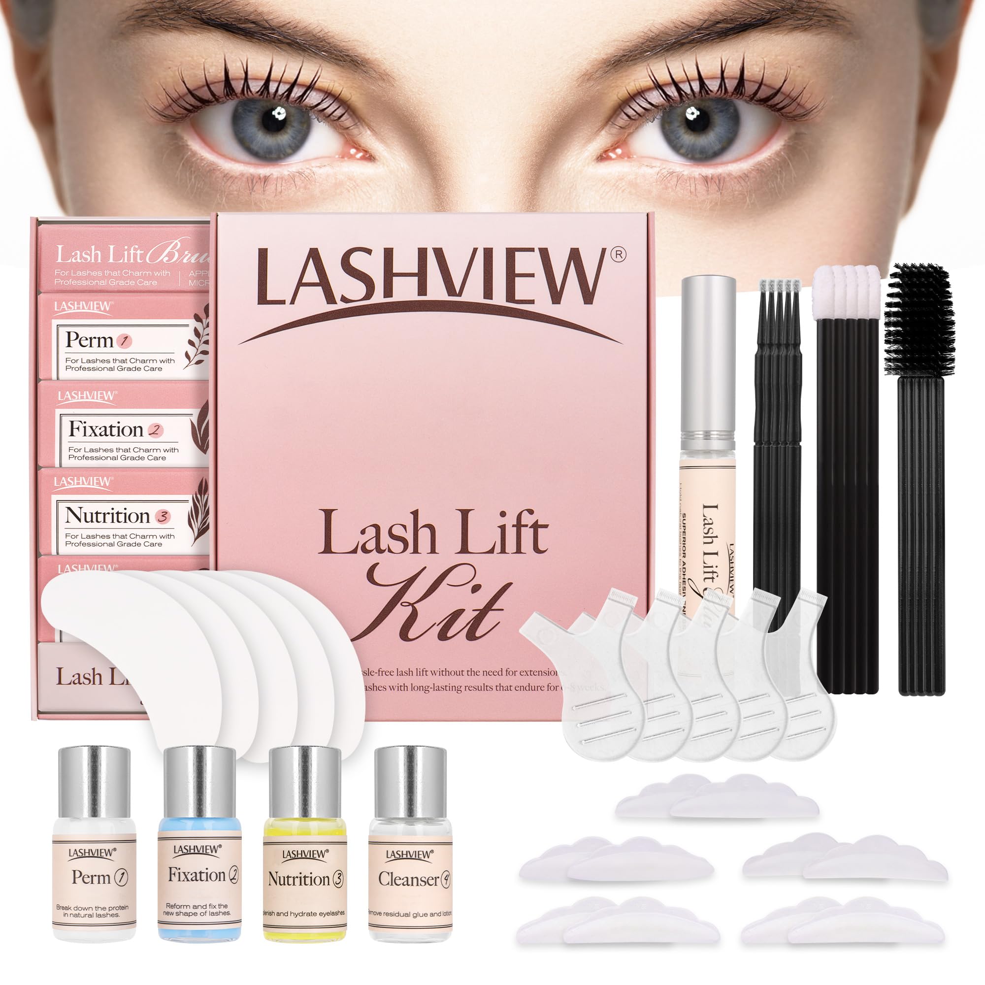 LASHVIEW lash lift kit packaging signals professional quality for salon use.