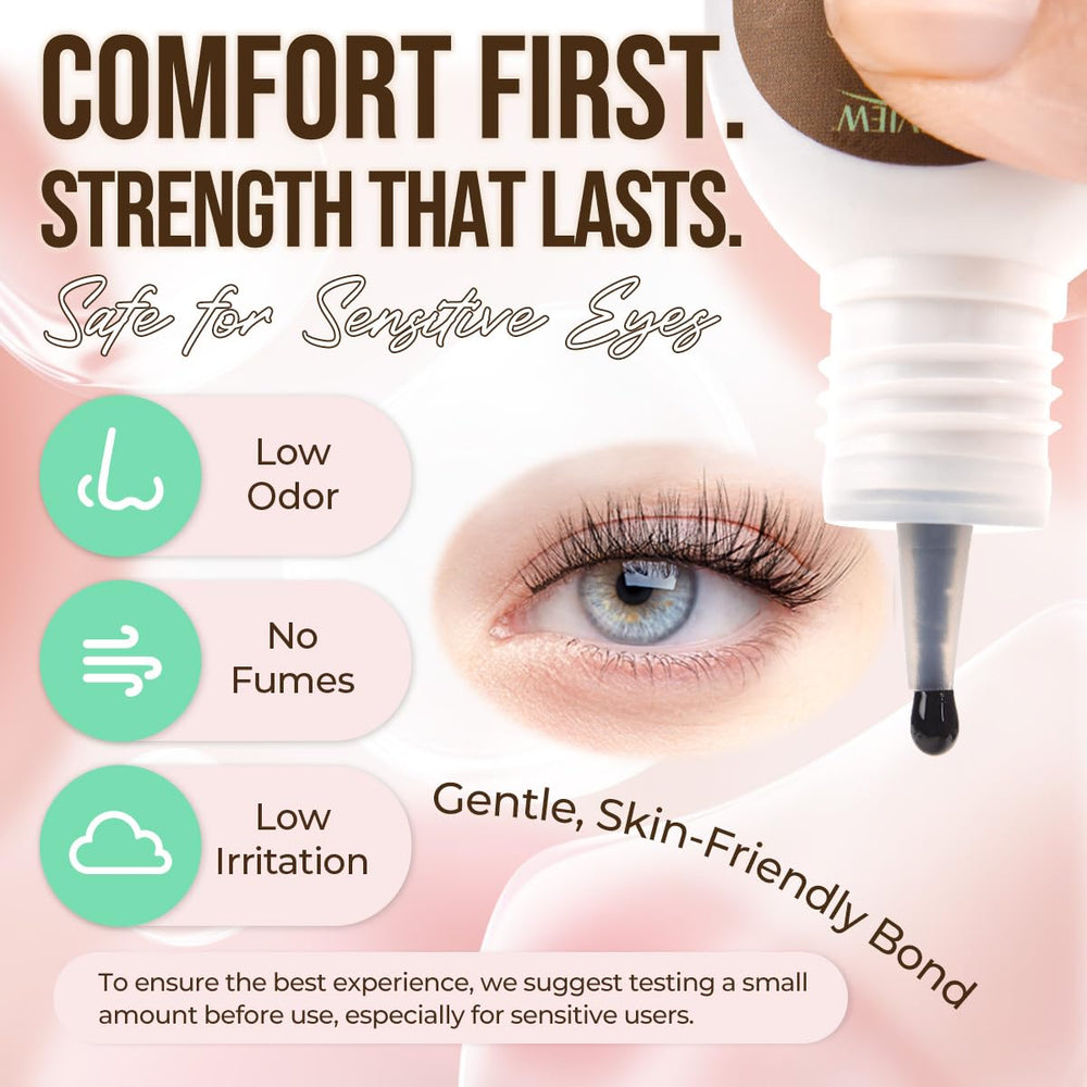 LASHVIEW strong hold glue application view during lash cluster fitting.