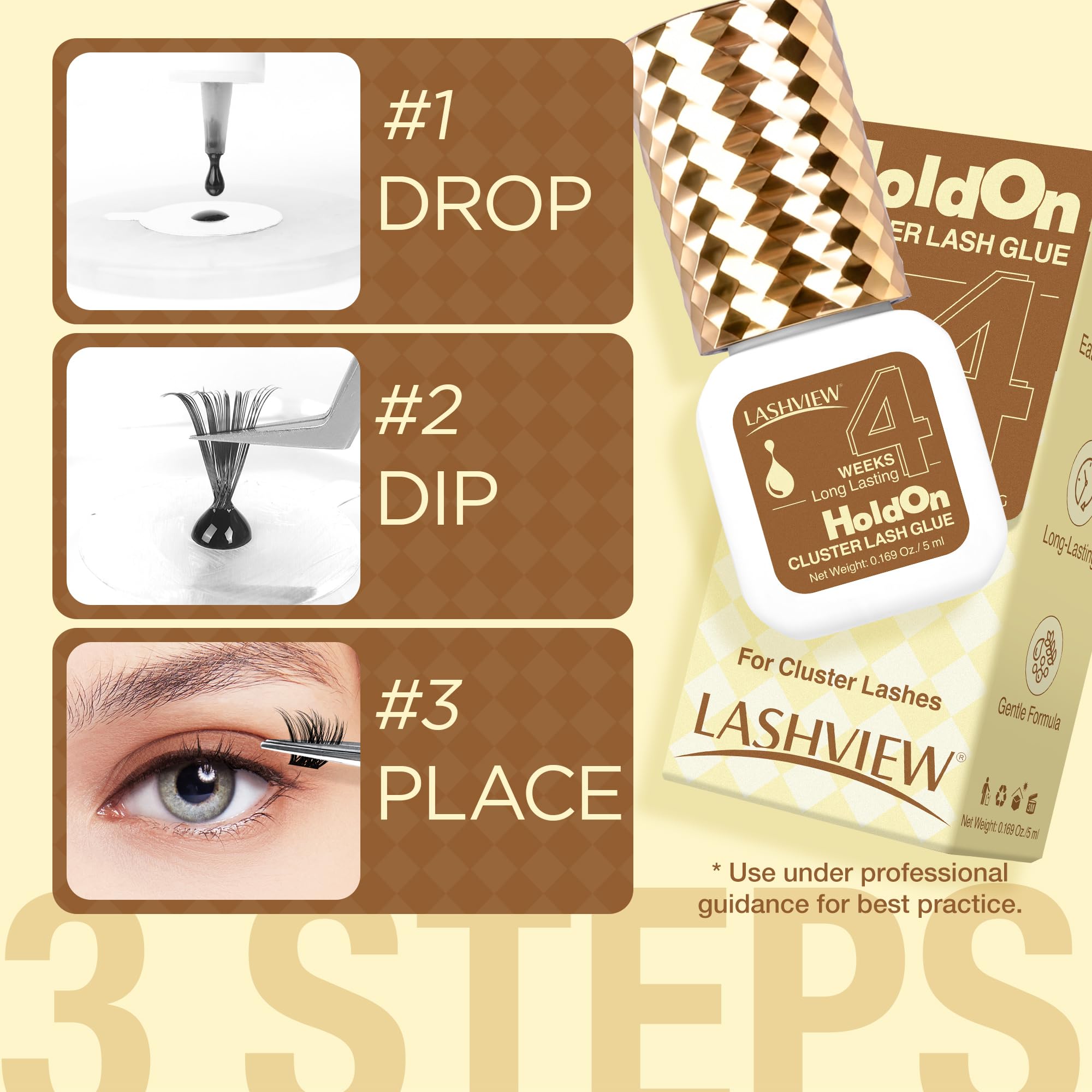 LASHVIEW glue dries in 2-3 seconds for quick placement.