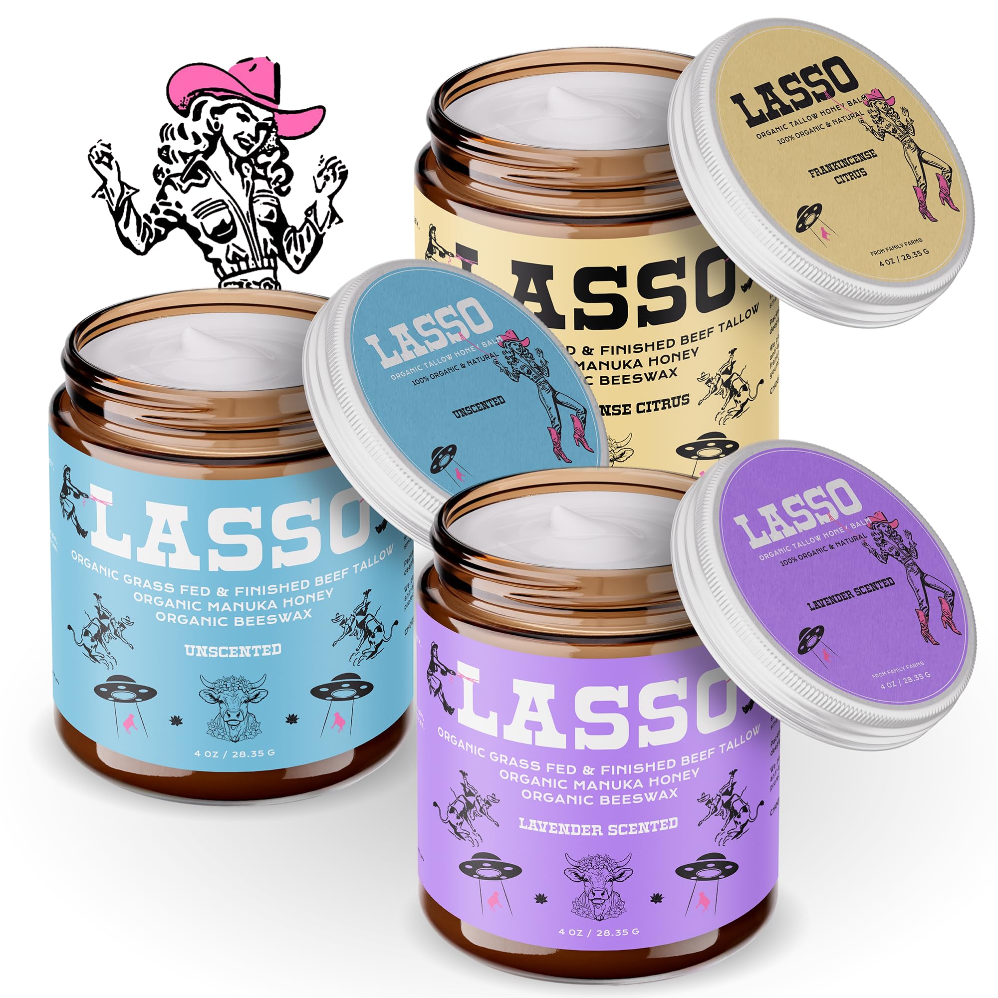 Organic beeswax block and natural ingredients used in LASSO TALLOW balm.