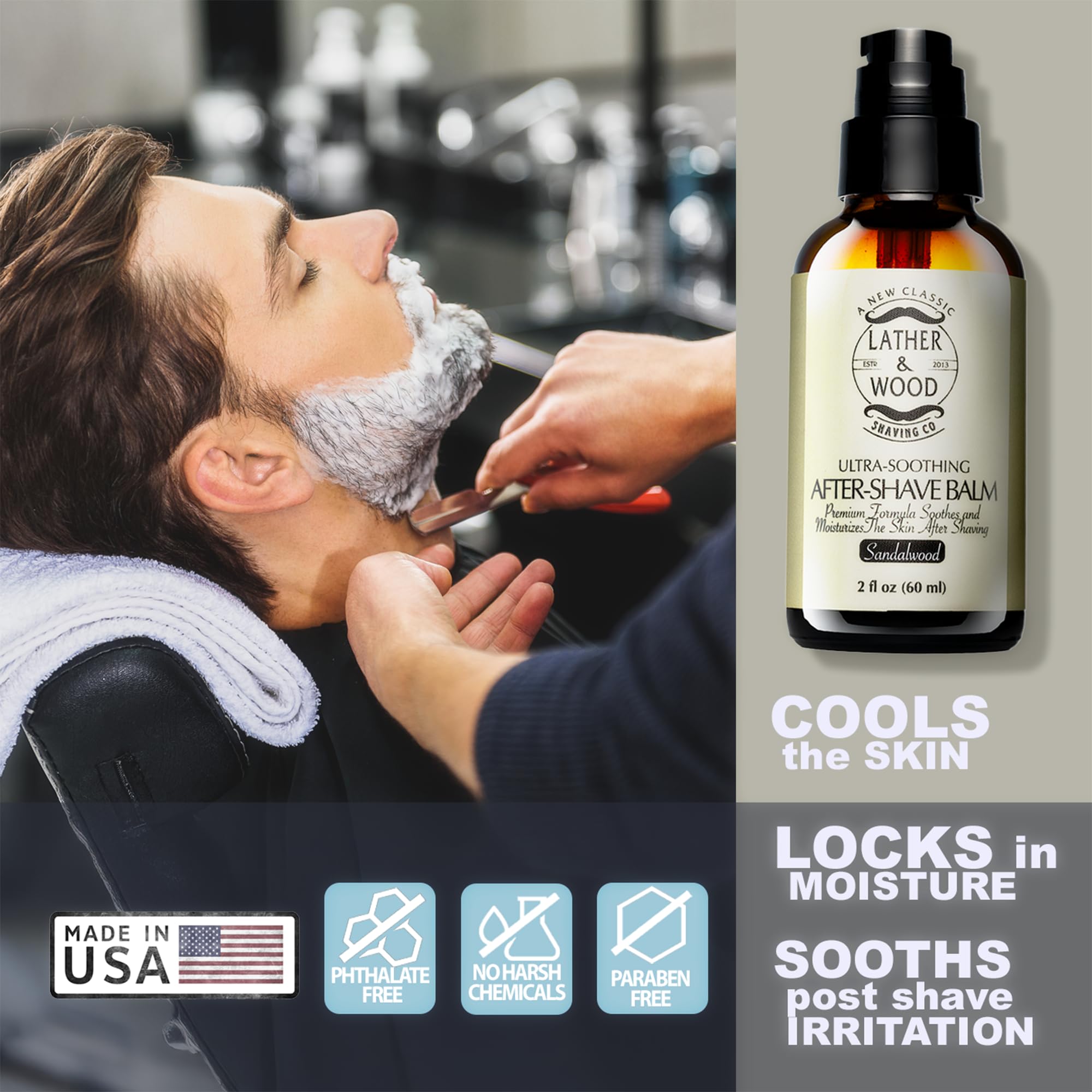 Lather & Wood balm absorption shows non-greasy, smooth finish on skin