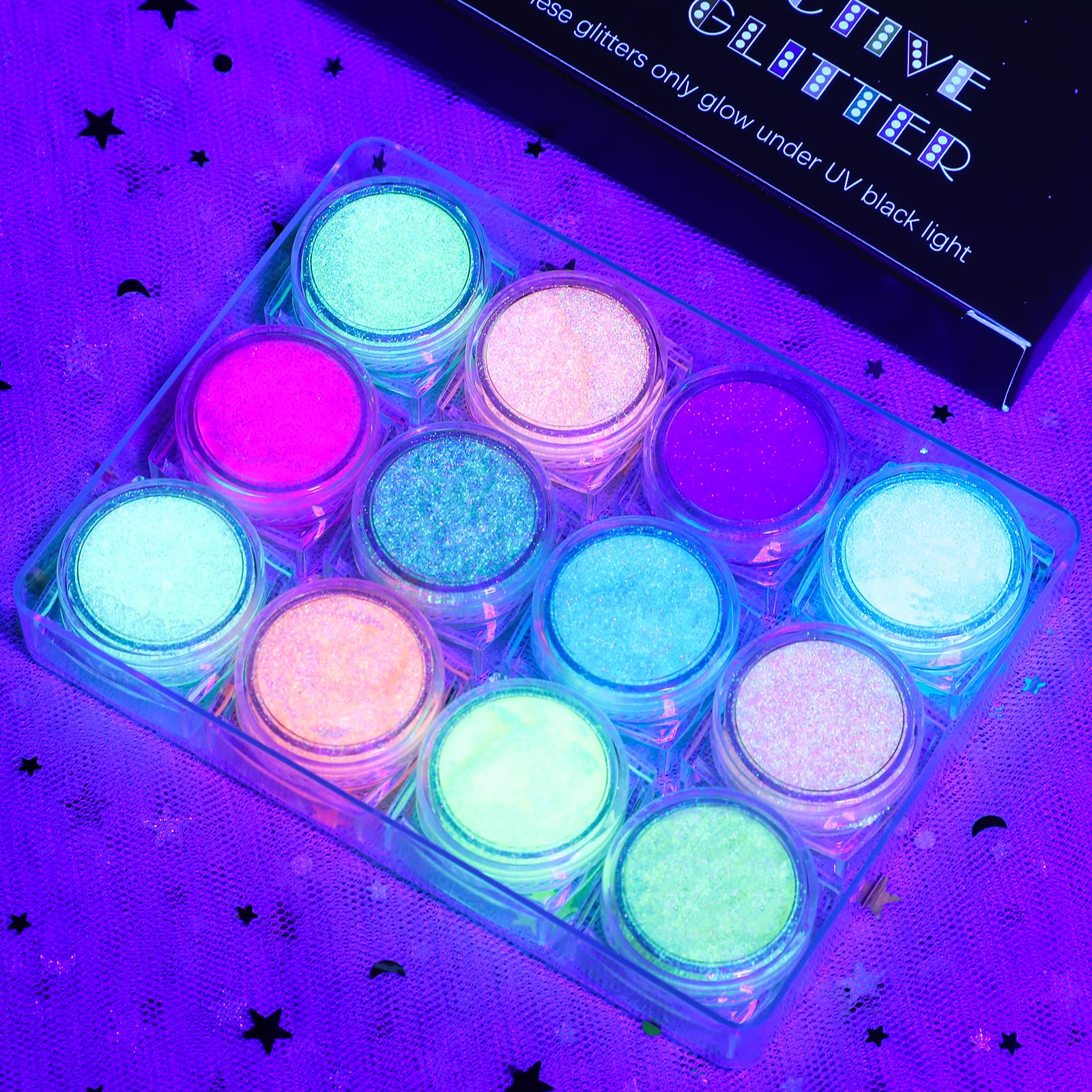 LATIBELL 12-color glitter swatches offer versatile styling options