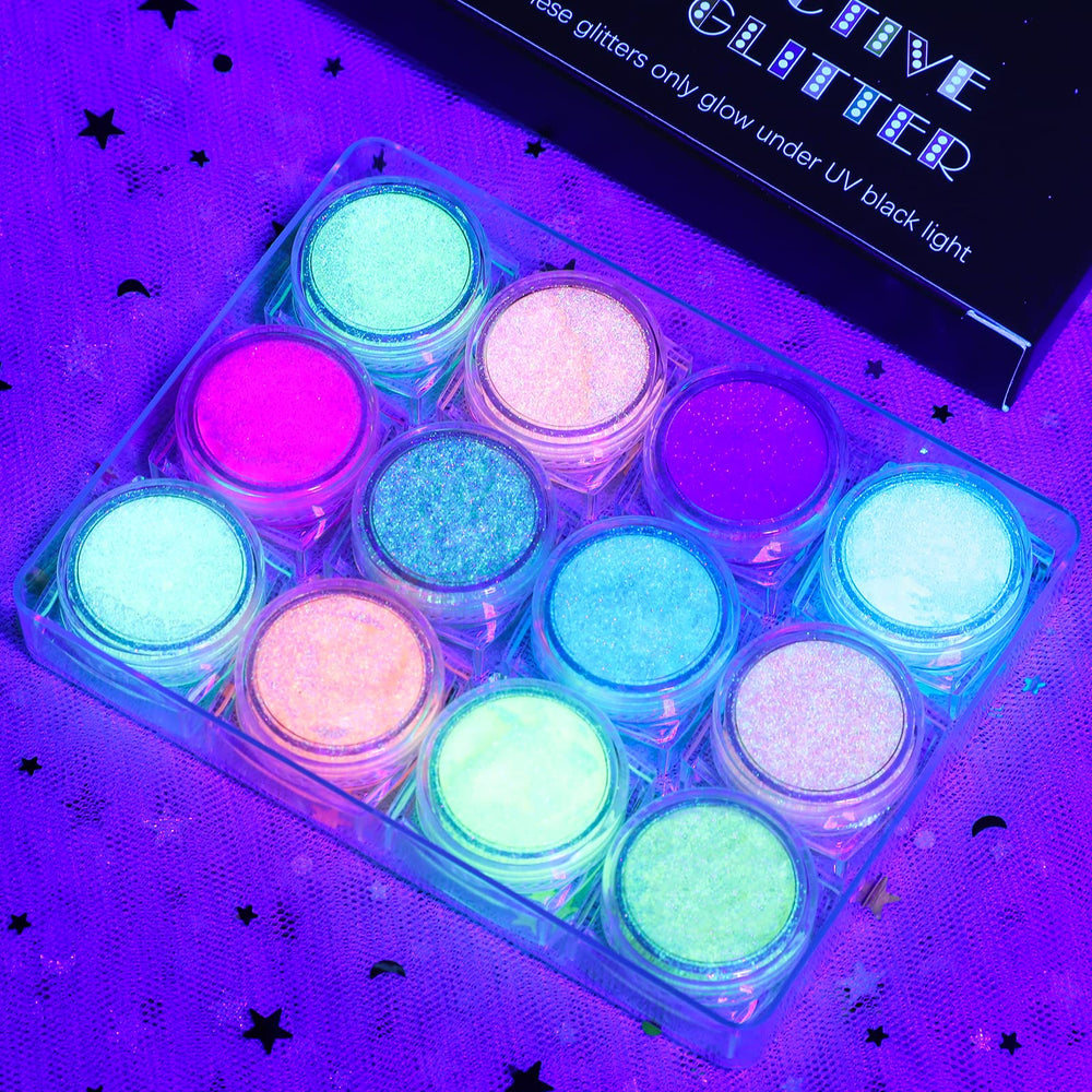 LATIBELL 12-color glitter swatches offer versatile styling options