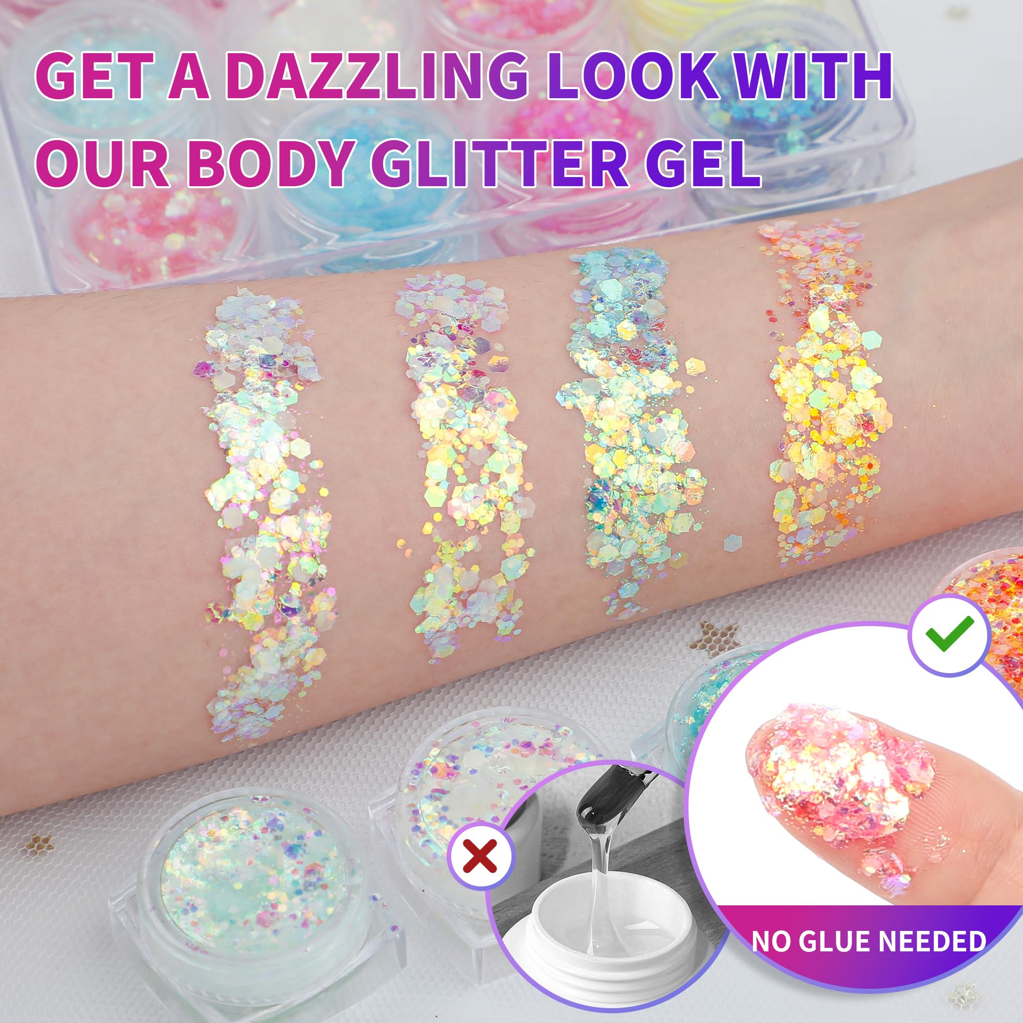 LATIBELL glow glitter on hair strands adds subtle shimmering accents