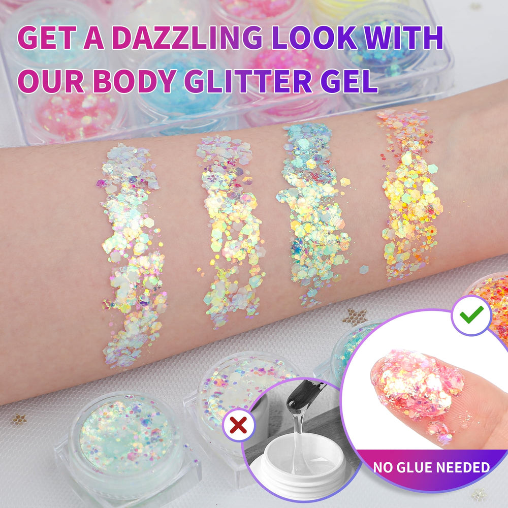 LATIBELL glow glitter on hair strands adds subtle shimmering accents
