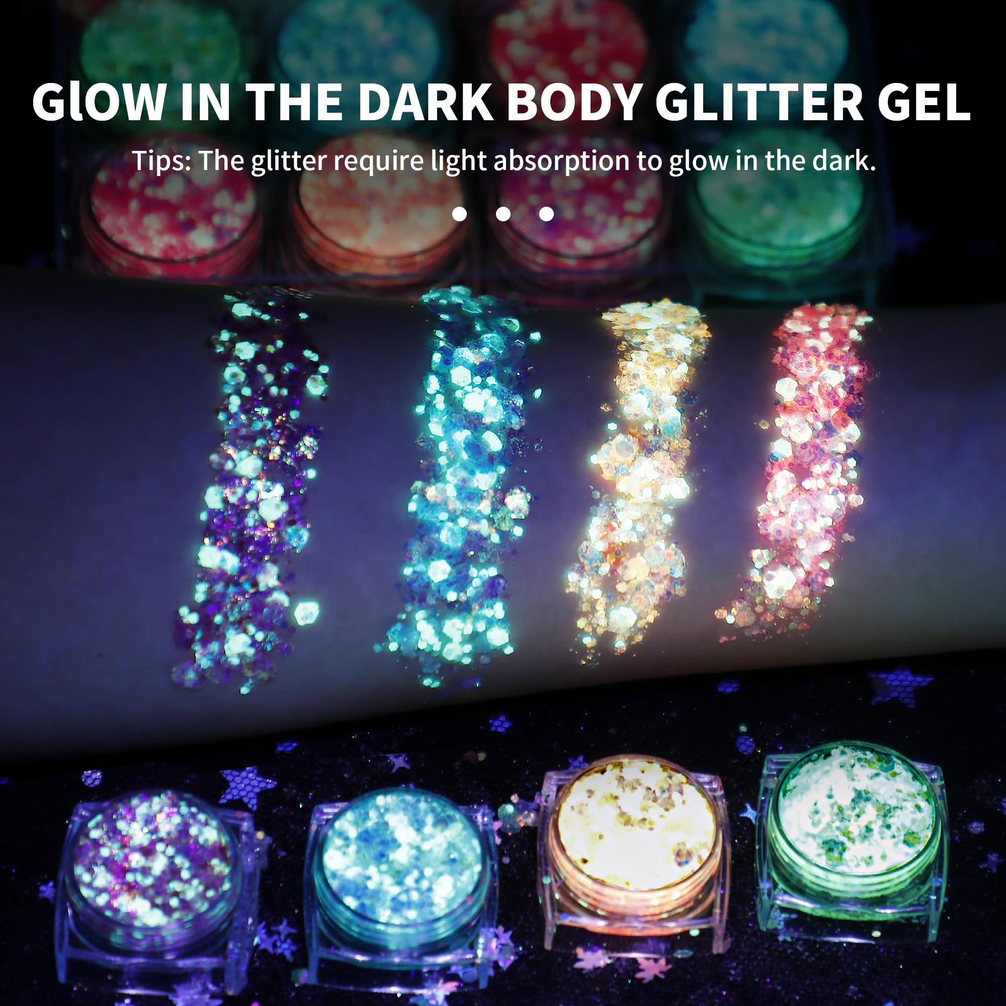 LATIBELL glow glitter under UV light glows for standout festival appearances