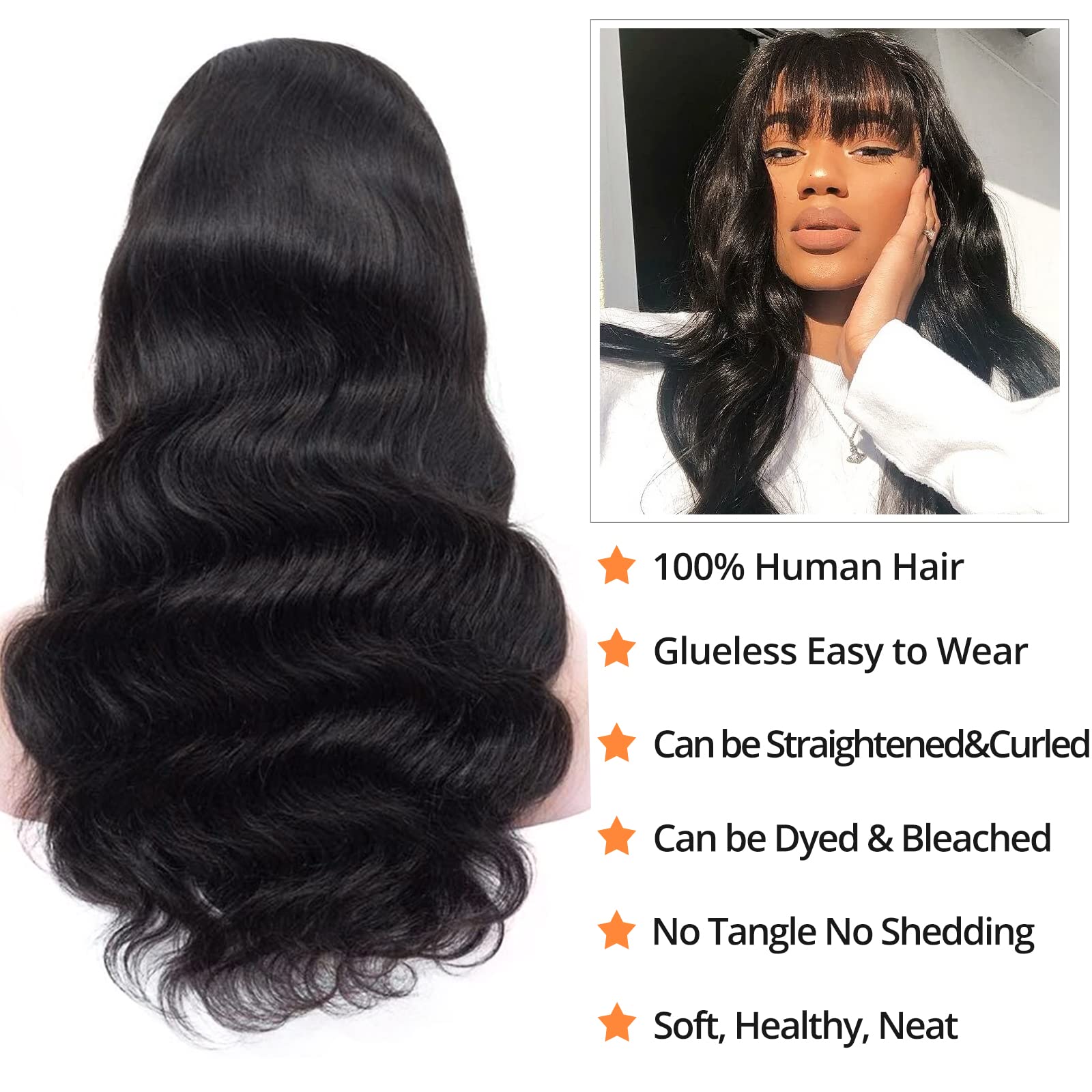 Lativ Body Wave Wigs with Bangs—soft, silky texture for easy styling.