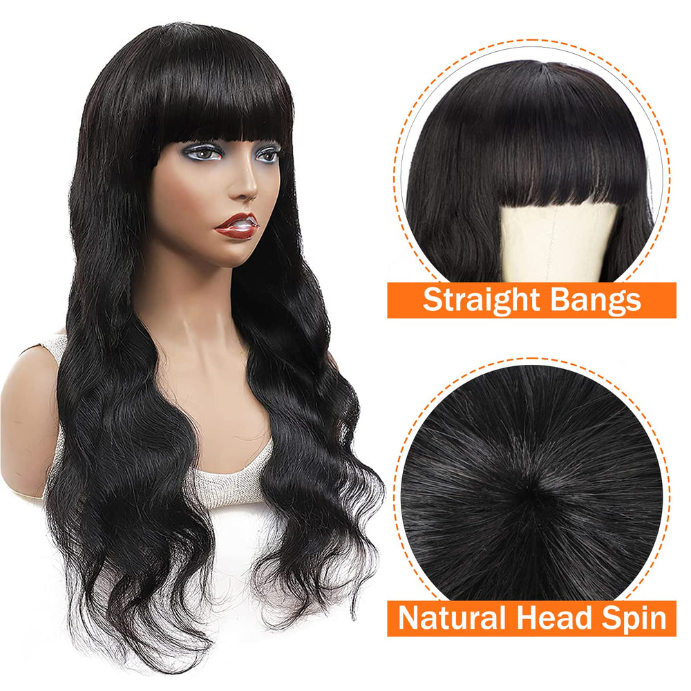 Lativ Body Wave Wigs with Bangs—bleachable and restylable Brazilian hair.