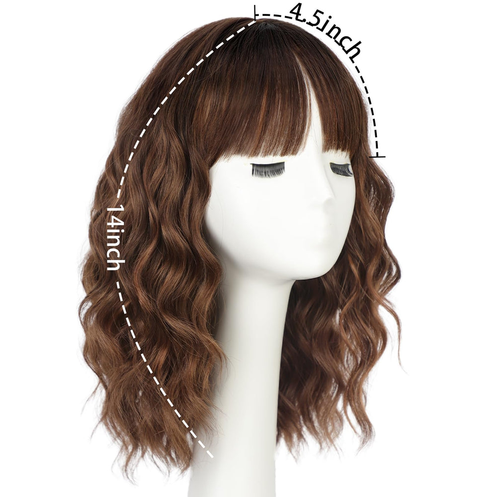 Lativ brown highlight wig closeup reveals natural texture and depth.