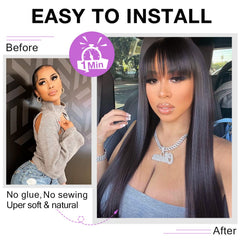 Lativ natural black color wig for seamless everyday wear.