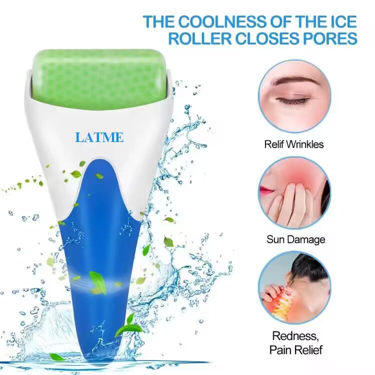 LATME Ice Roller eye area to reduce puffiness and soothe tired eyes.